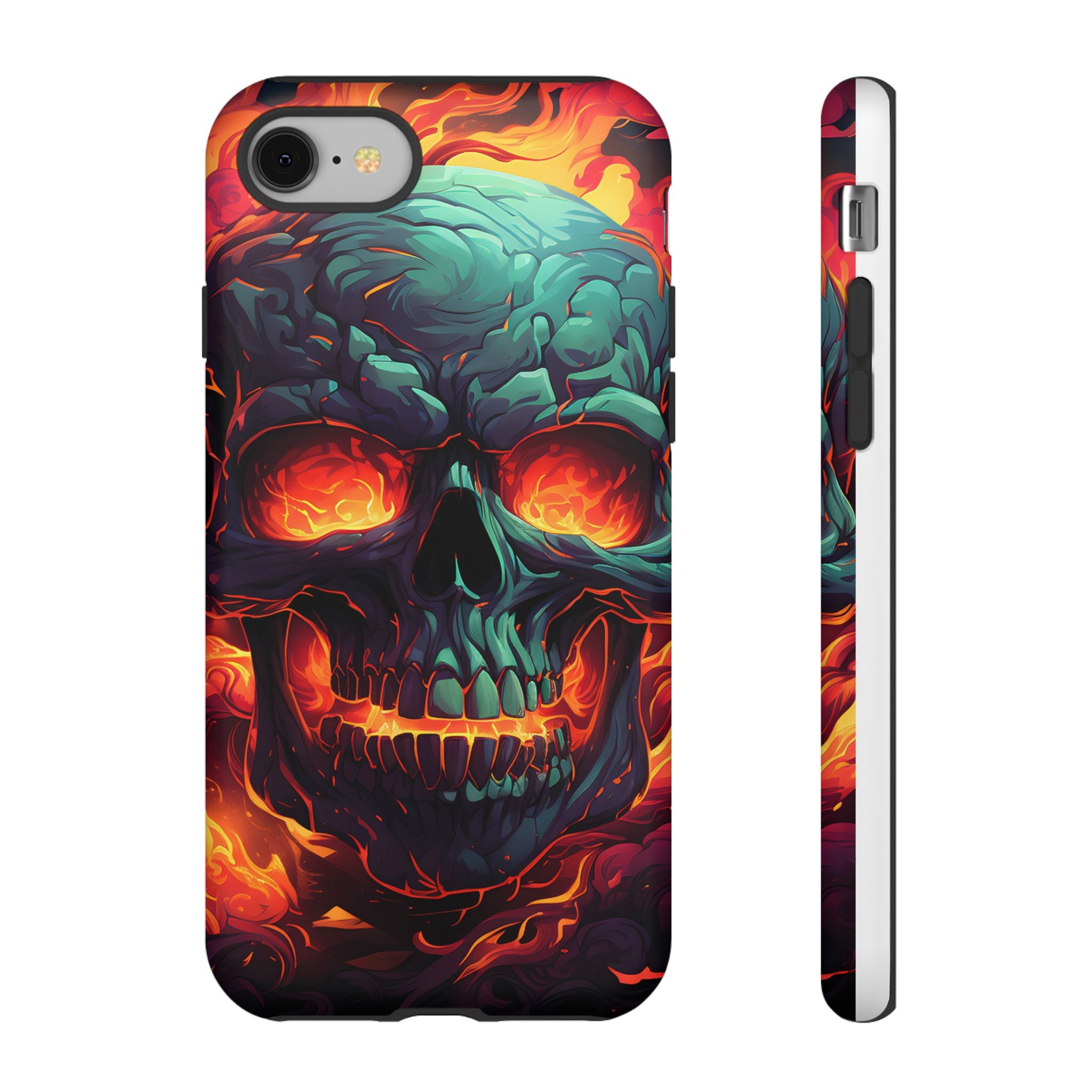 Fiery Skull Hexagon iPhone Case - Rugged