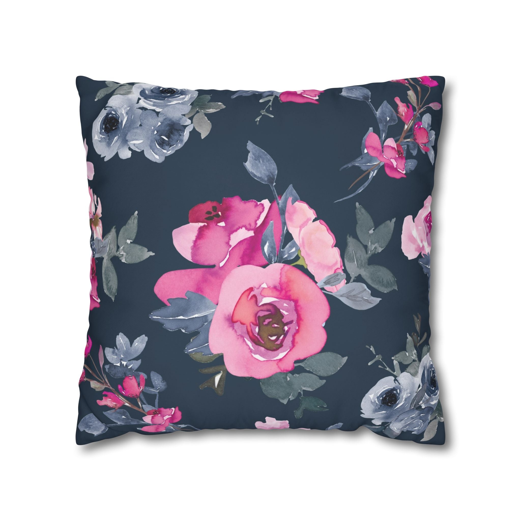 Teal Watercolor Floral Pillowcase