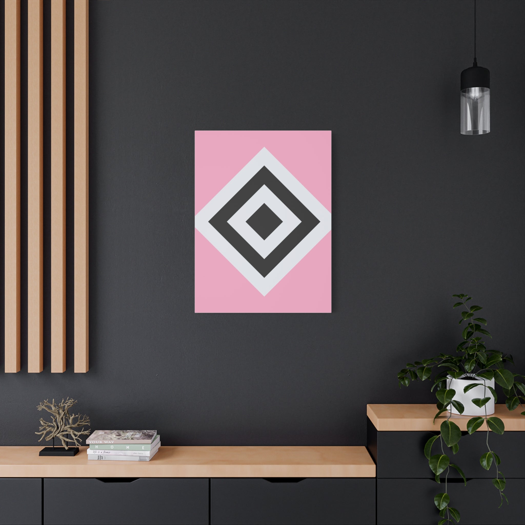 Geometric Diamond Art - Pink Matte Canvas