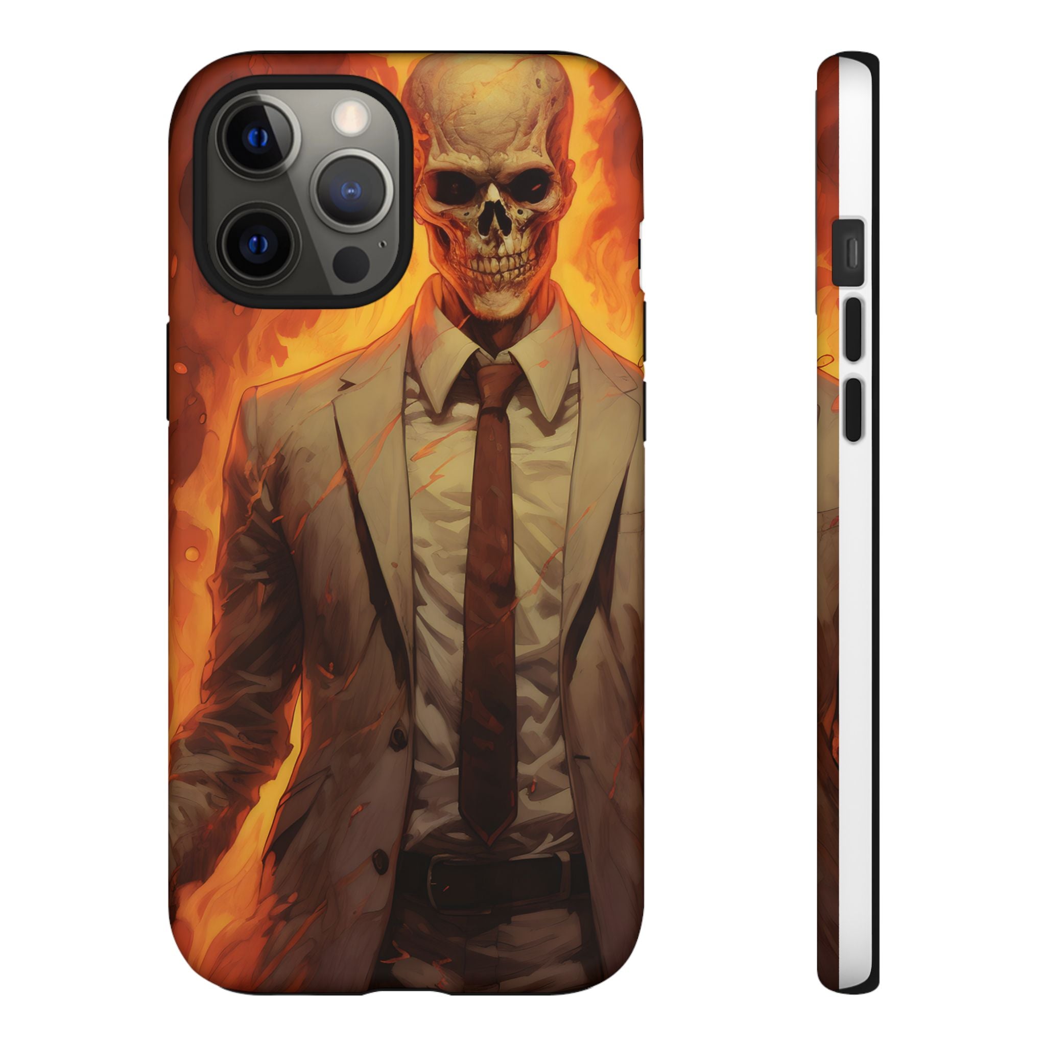 Fiery Skull Man Hexagon Stone iPhone Case