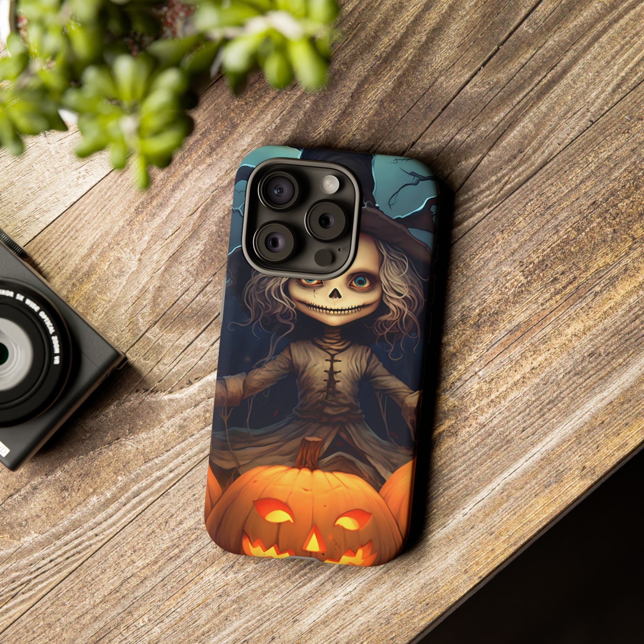 Spooky Skull Girl Halloween iPhone Case - Hexagon Stone