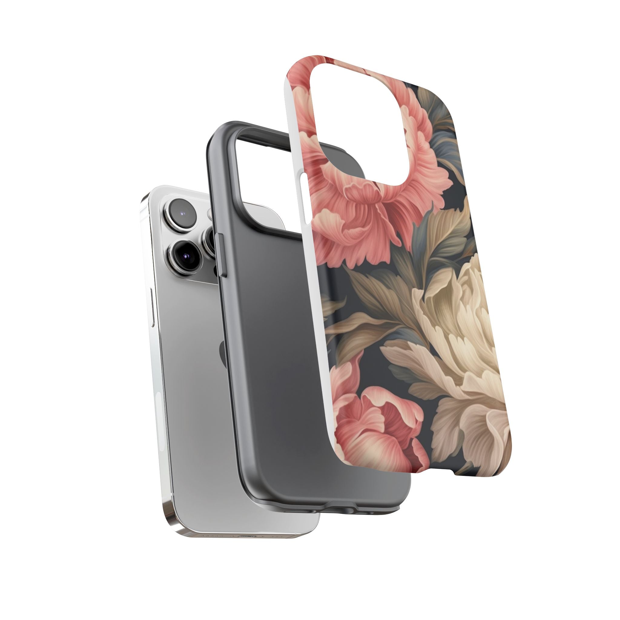 Blush Peony Floral iPhone Case - Hexagon Stone