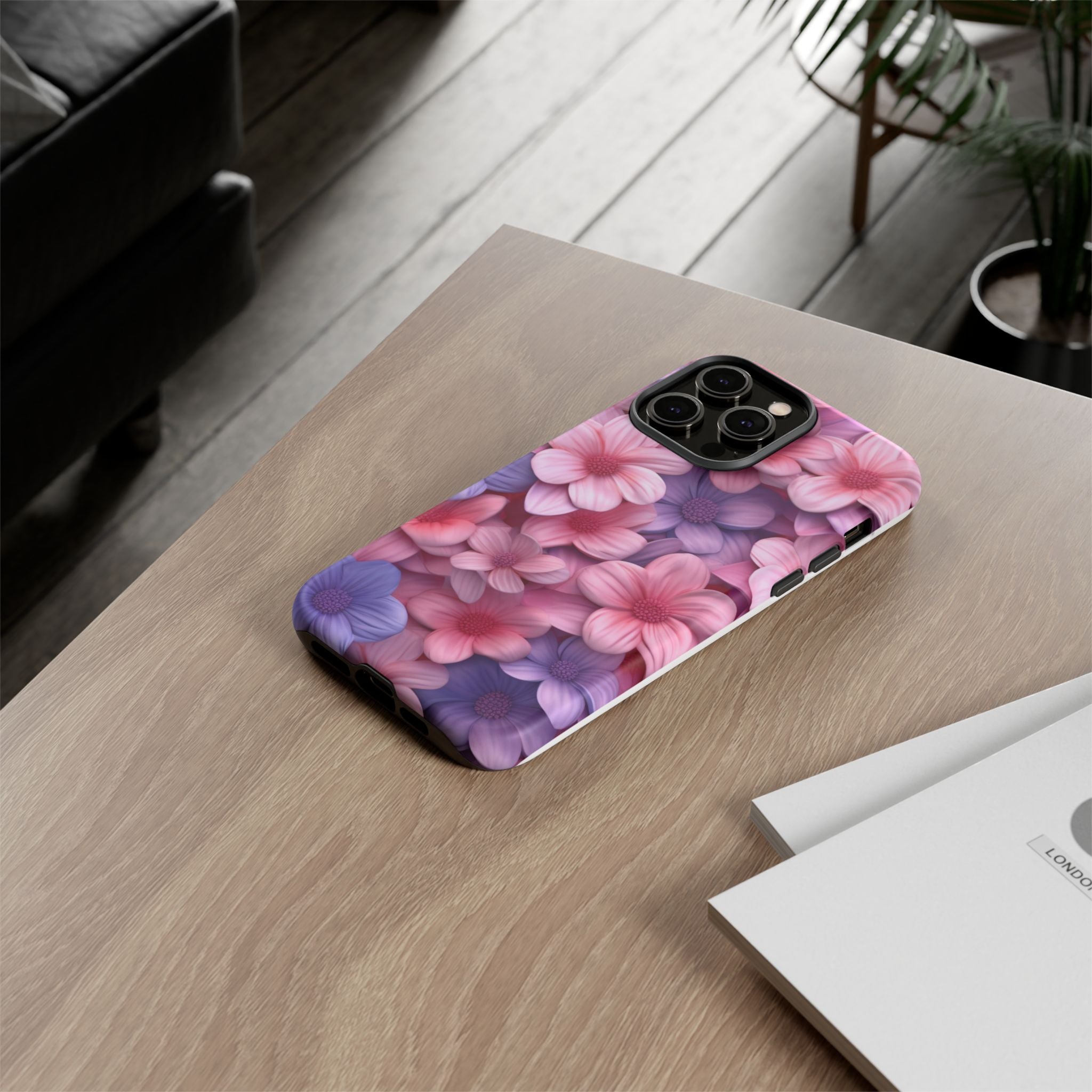 Floral Bloom Hexagon Stone iPhone Case