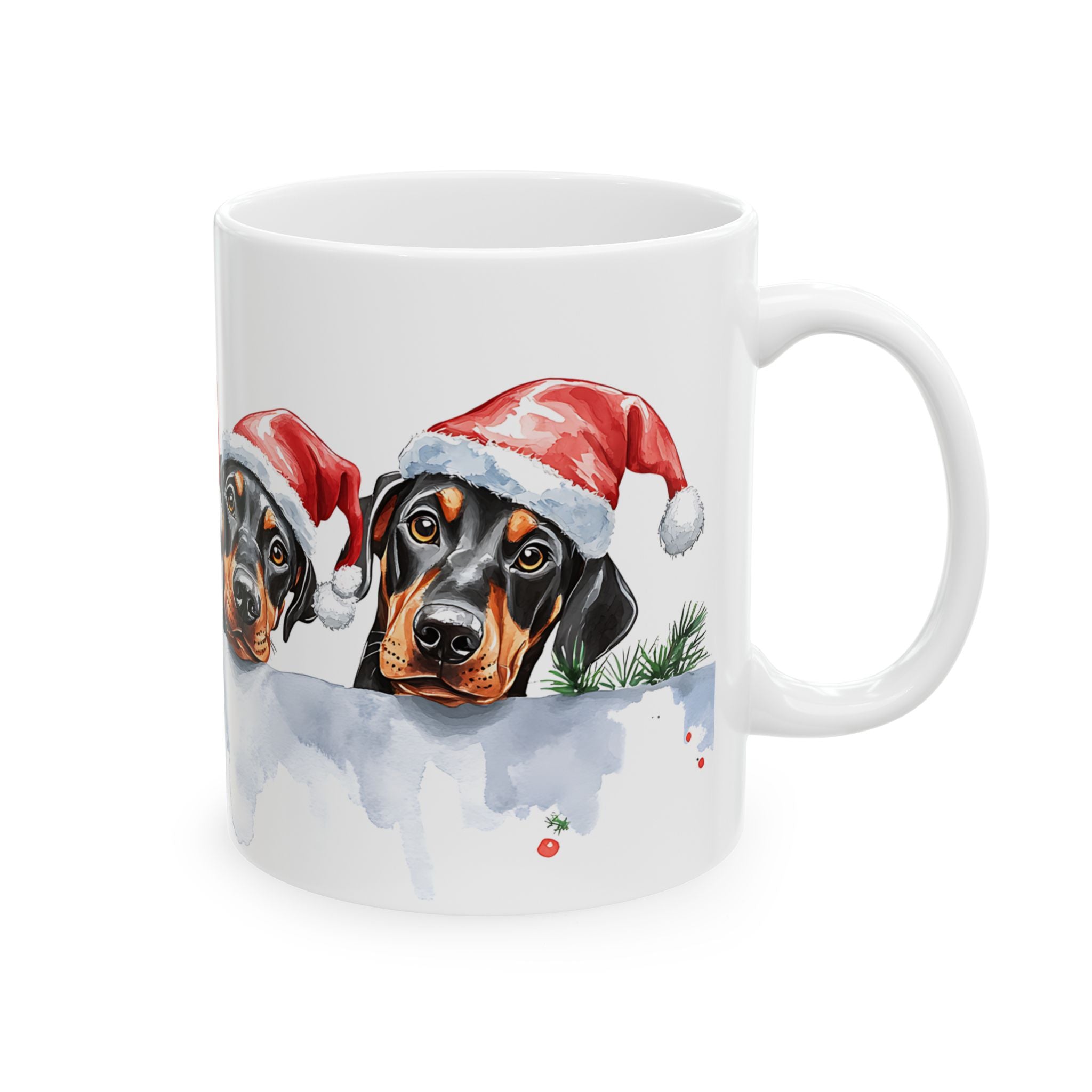 Doberman Christmas Mug - Festive Dogs