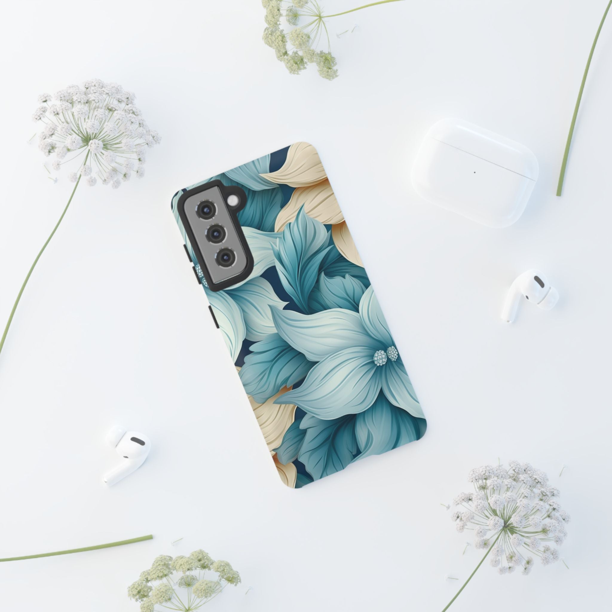 Teal Floral Samsung Phone Case