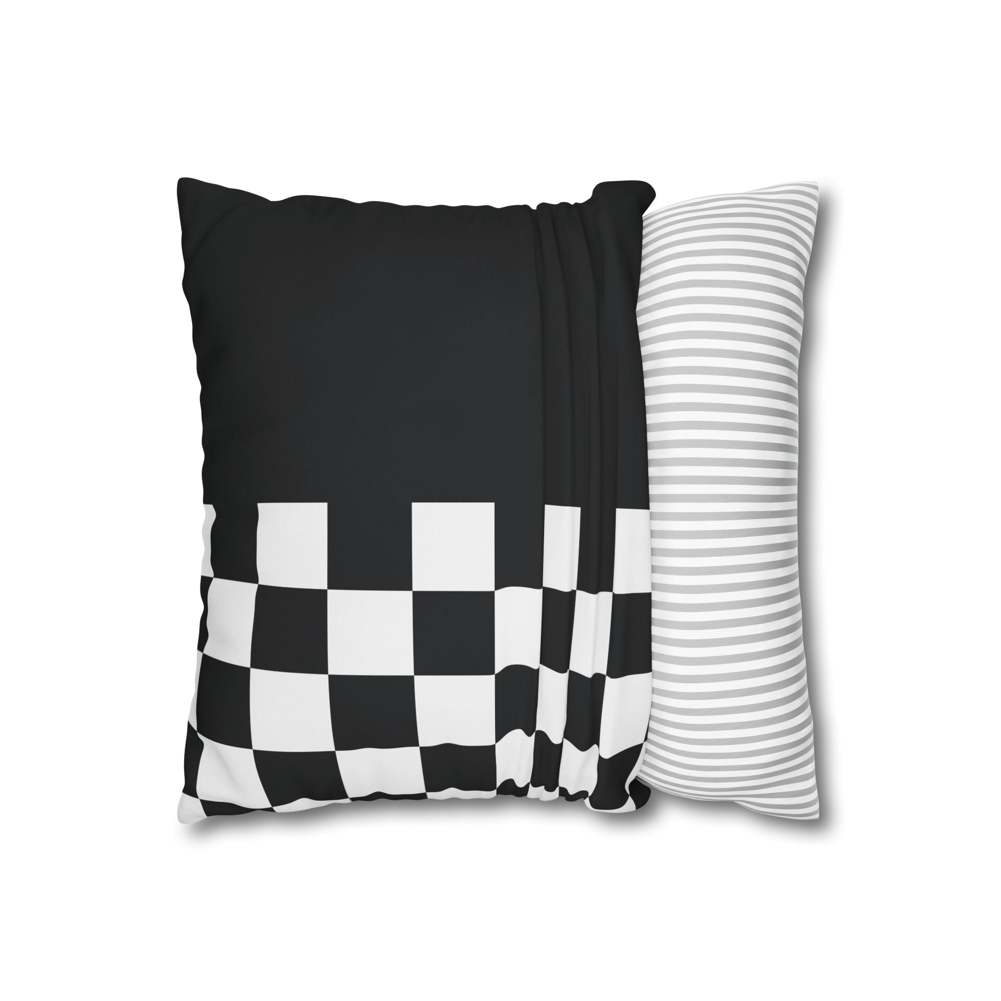 Abstract Checkered Pillowcase - Black & White