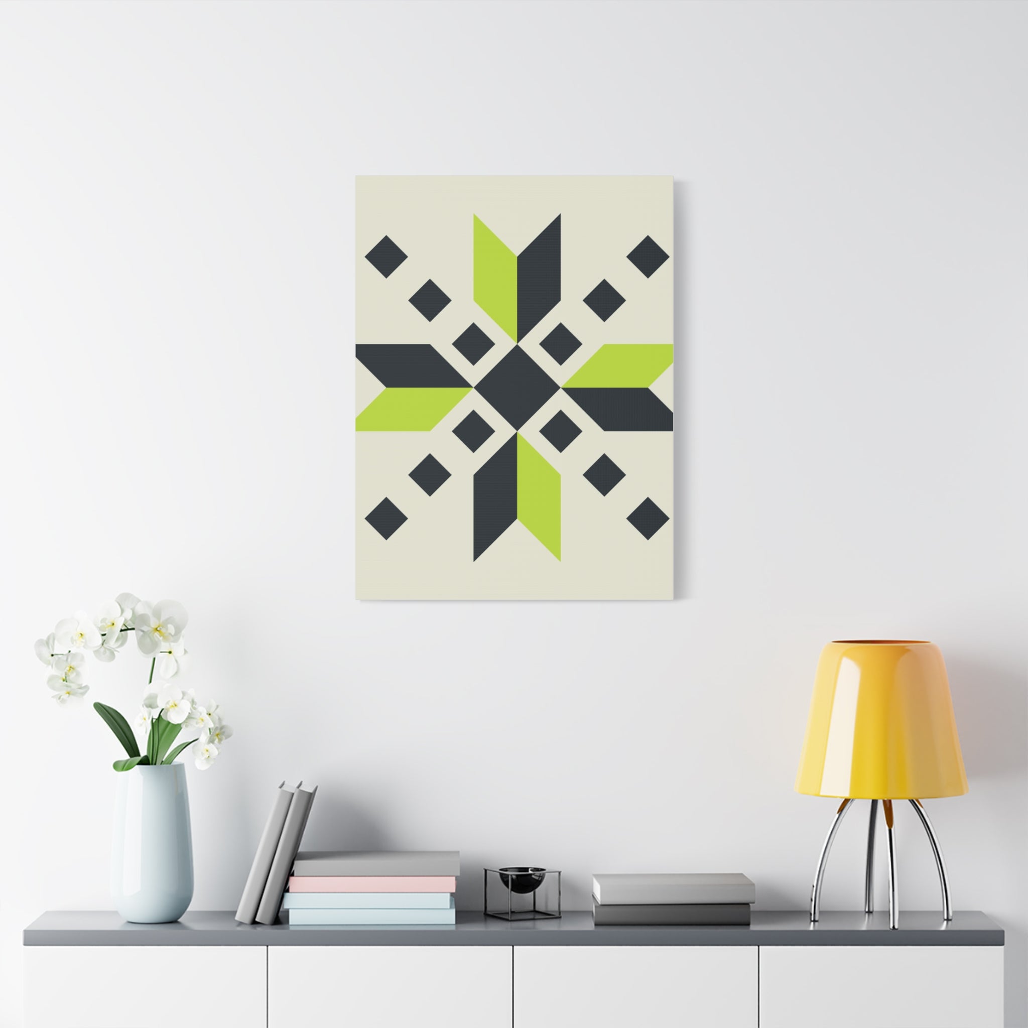 Geometric Green Starburst Canvas Art