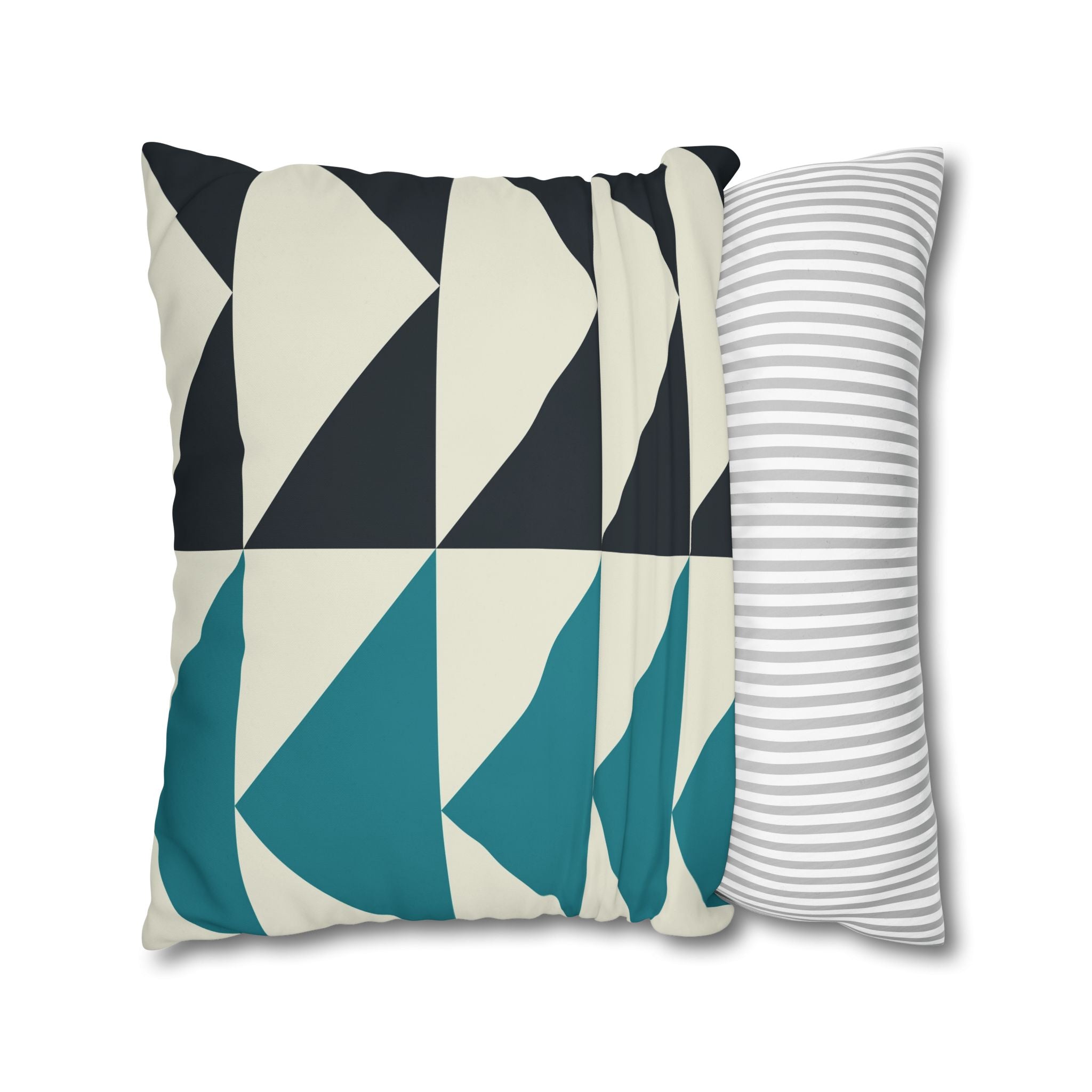 Geometric Teal & Charcoal Triangle Pillowcase