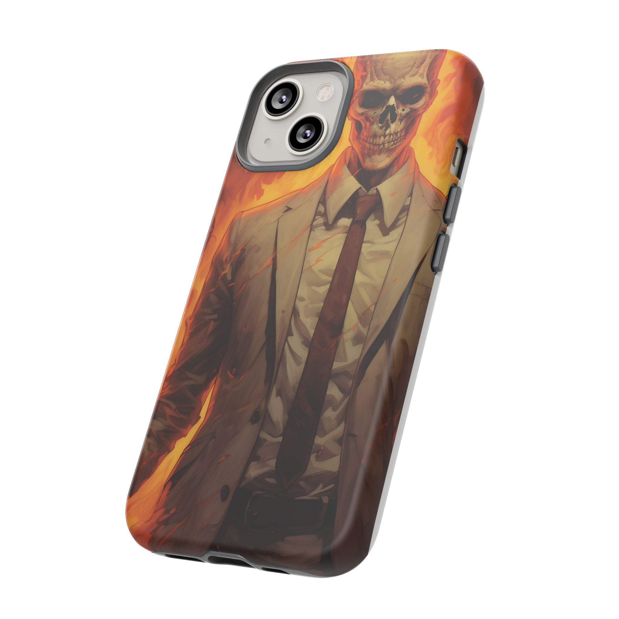 Fiery Skull Man Hexagon Stone iPhone Case