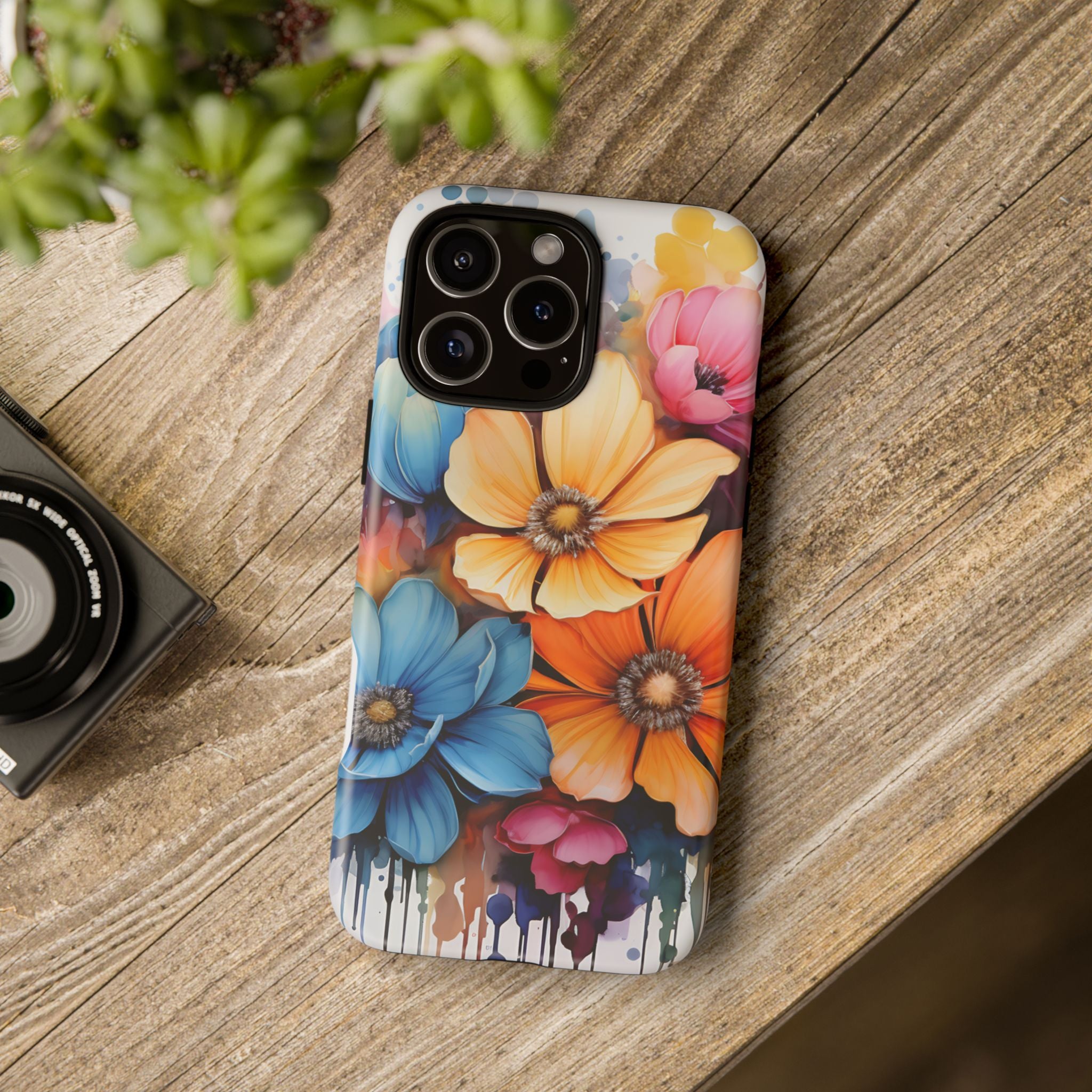 Vibrant Floral Watercolor iPhone Case - Hexagon Stone