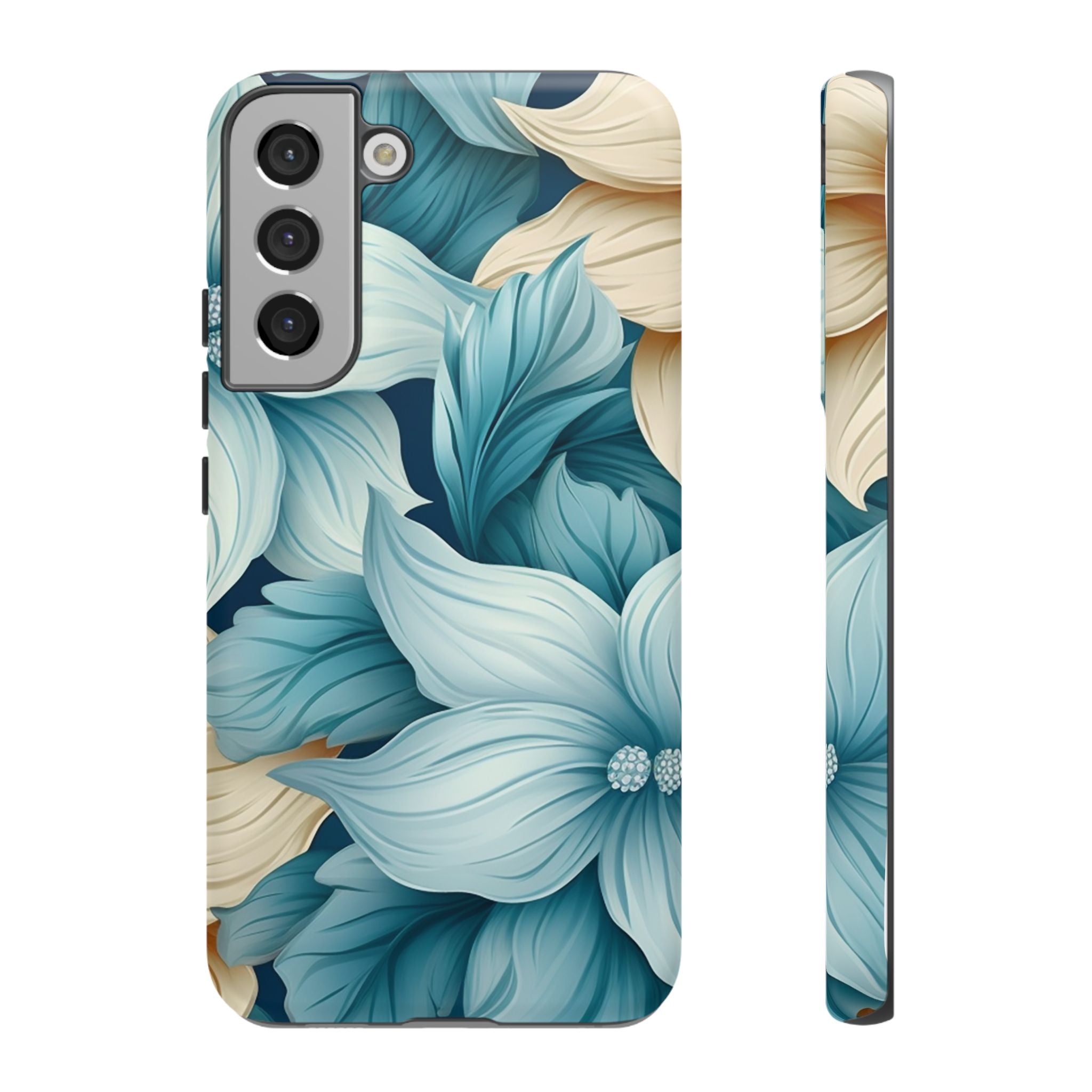 Teal Floral Samsung Phone Case