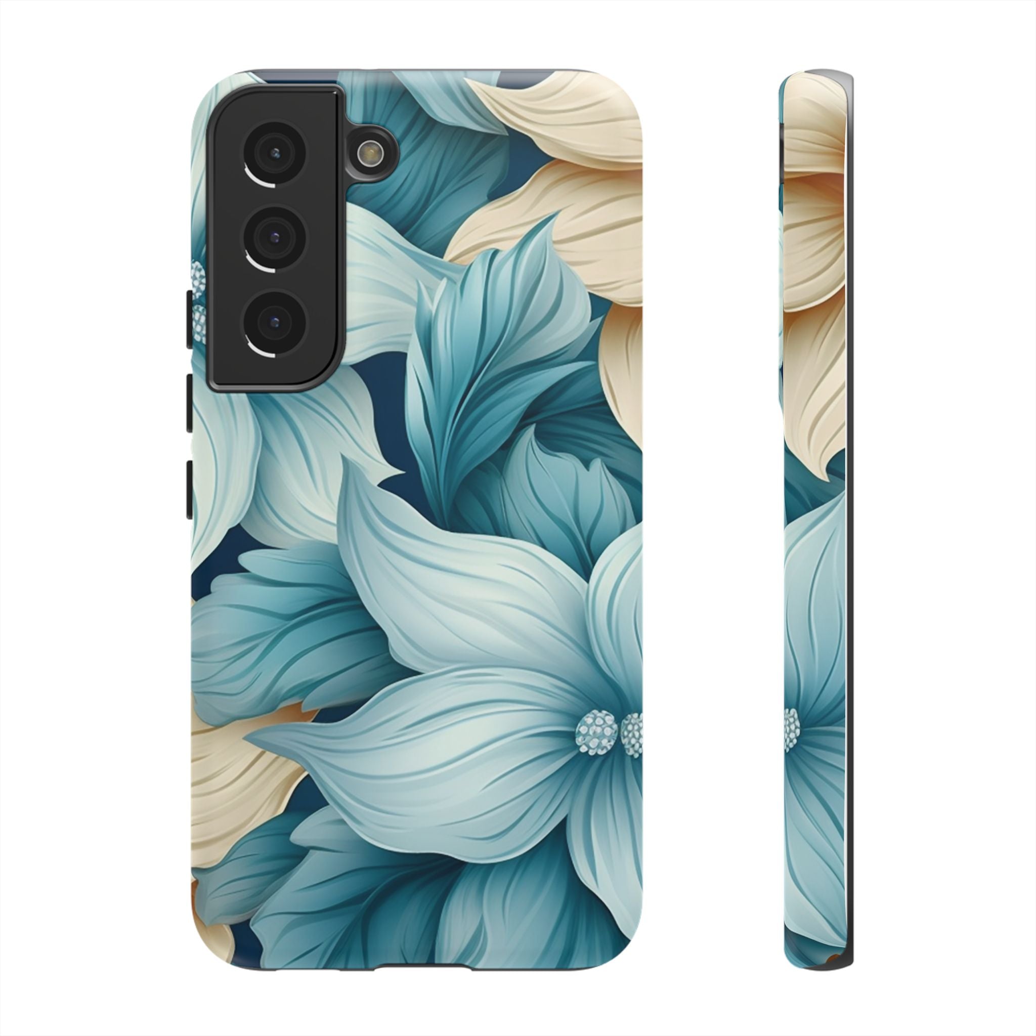 Teal Floral Samsung Phone Case