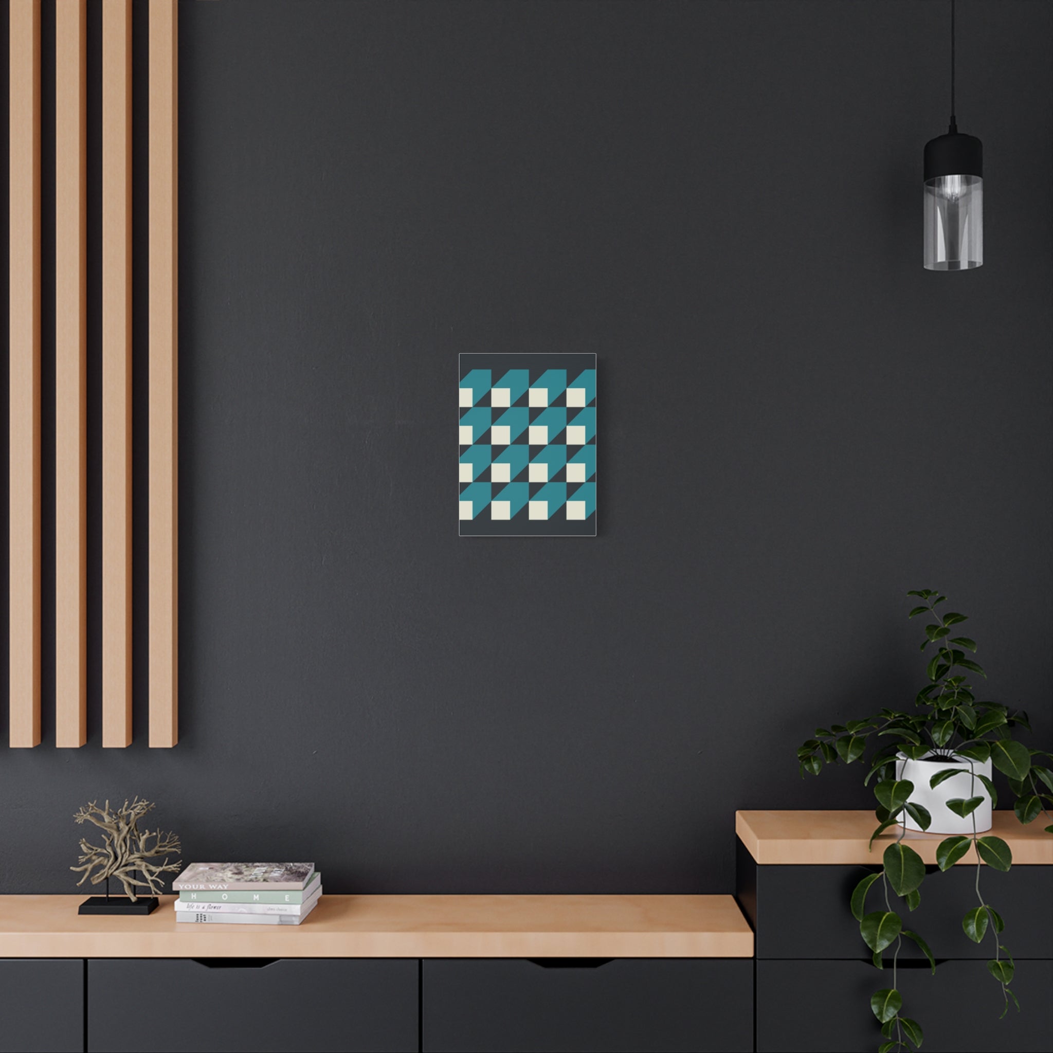 Geometric Teal Abstract Canvas Art