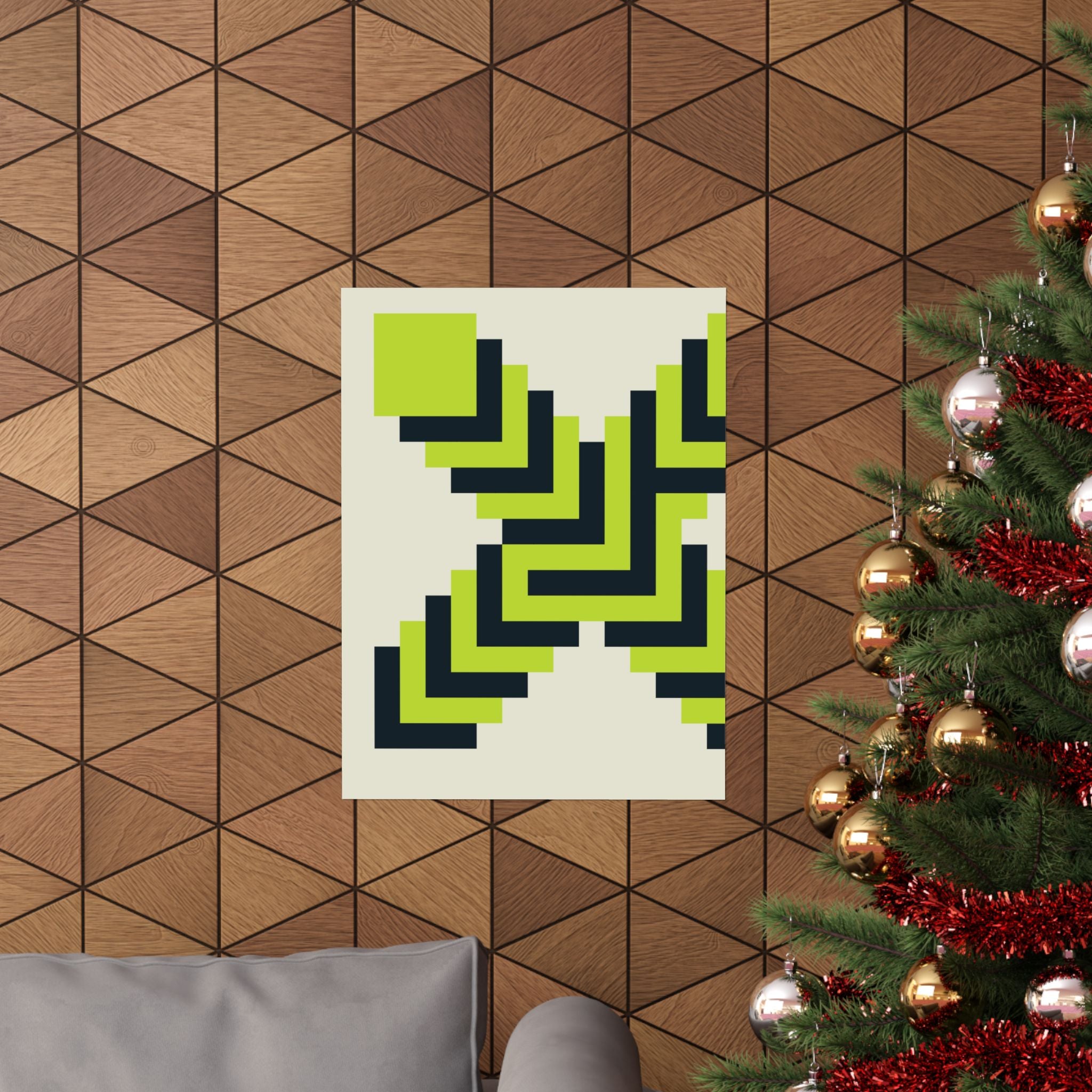 Geometric X Poster: Teal & Lime Art