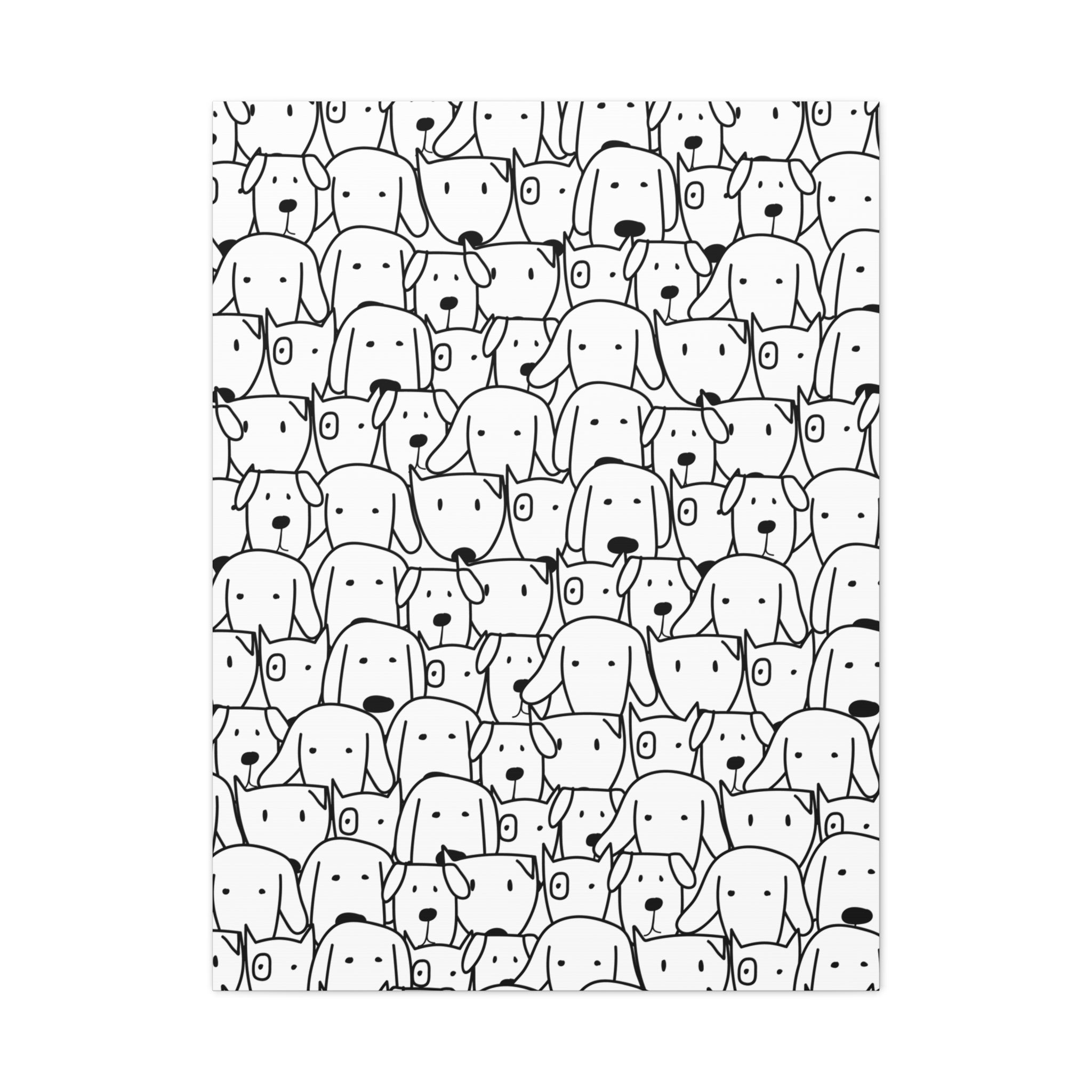 Cute Dog Faces Matte Canvas Art