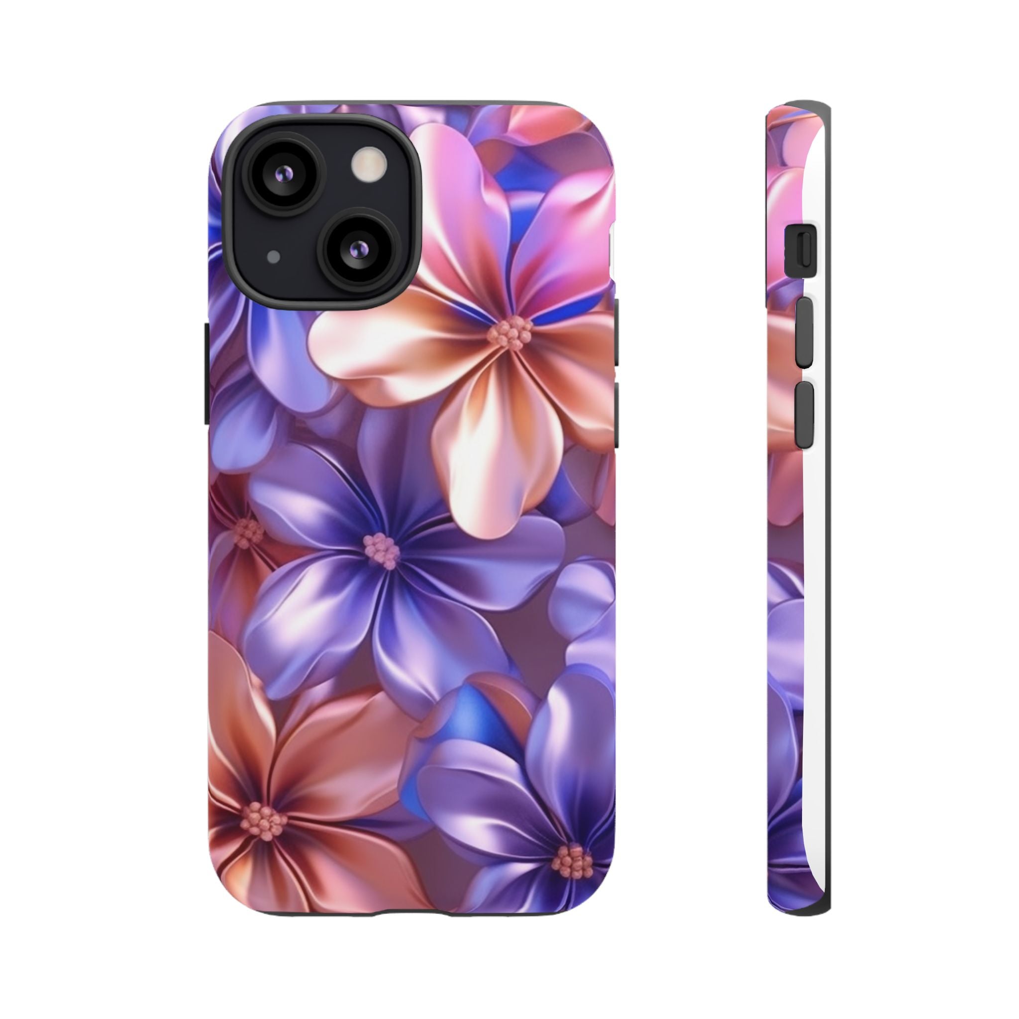 Metallic Flower iPhone Case - Rugged Hexagon Stone