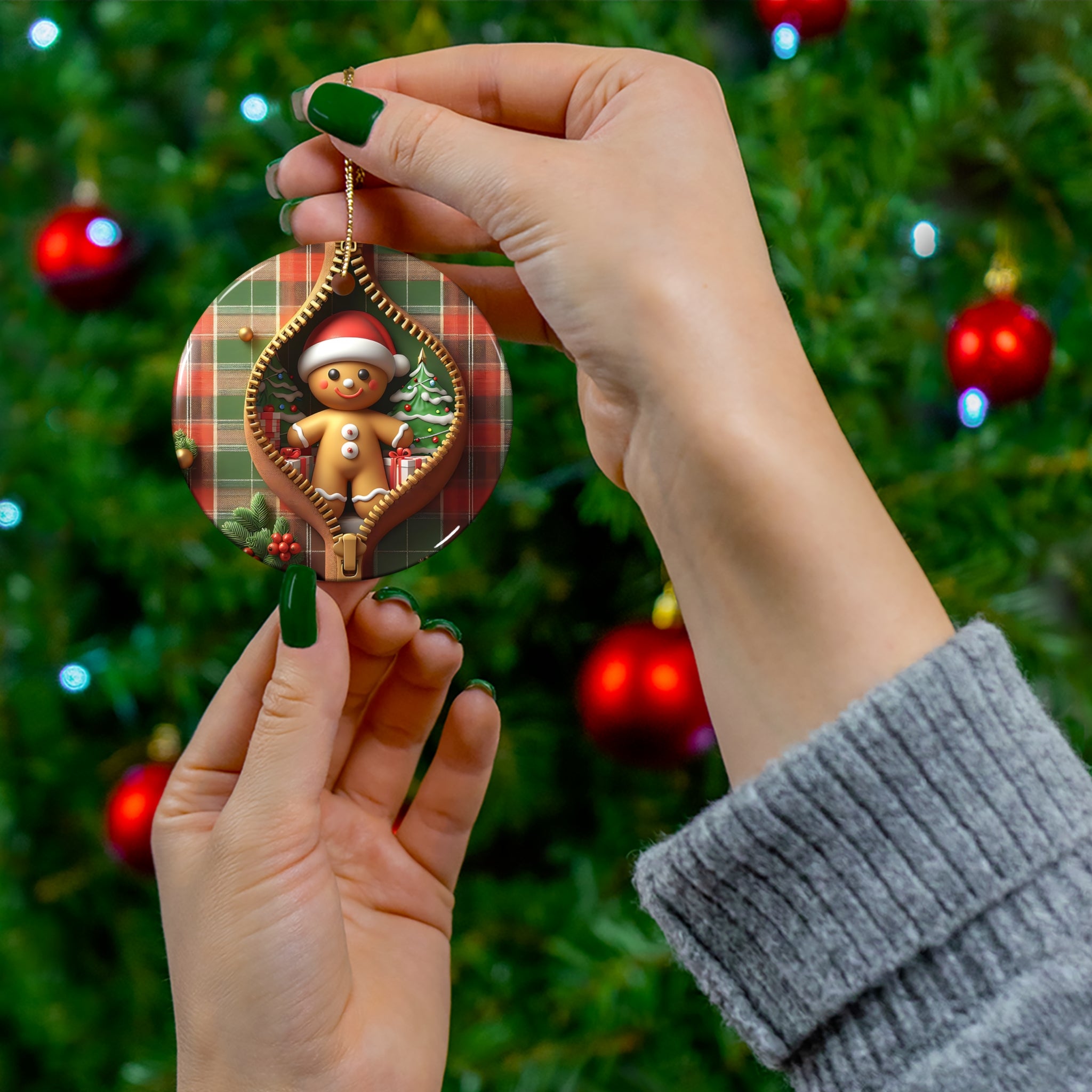 Gingerbread Santa Zipper Ornament