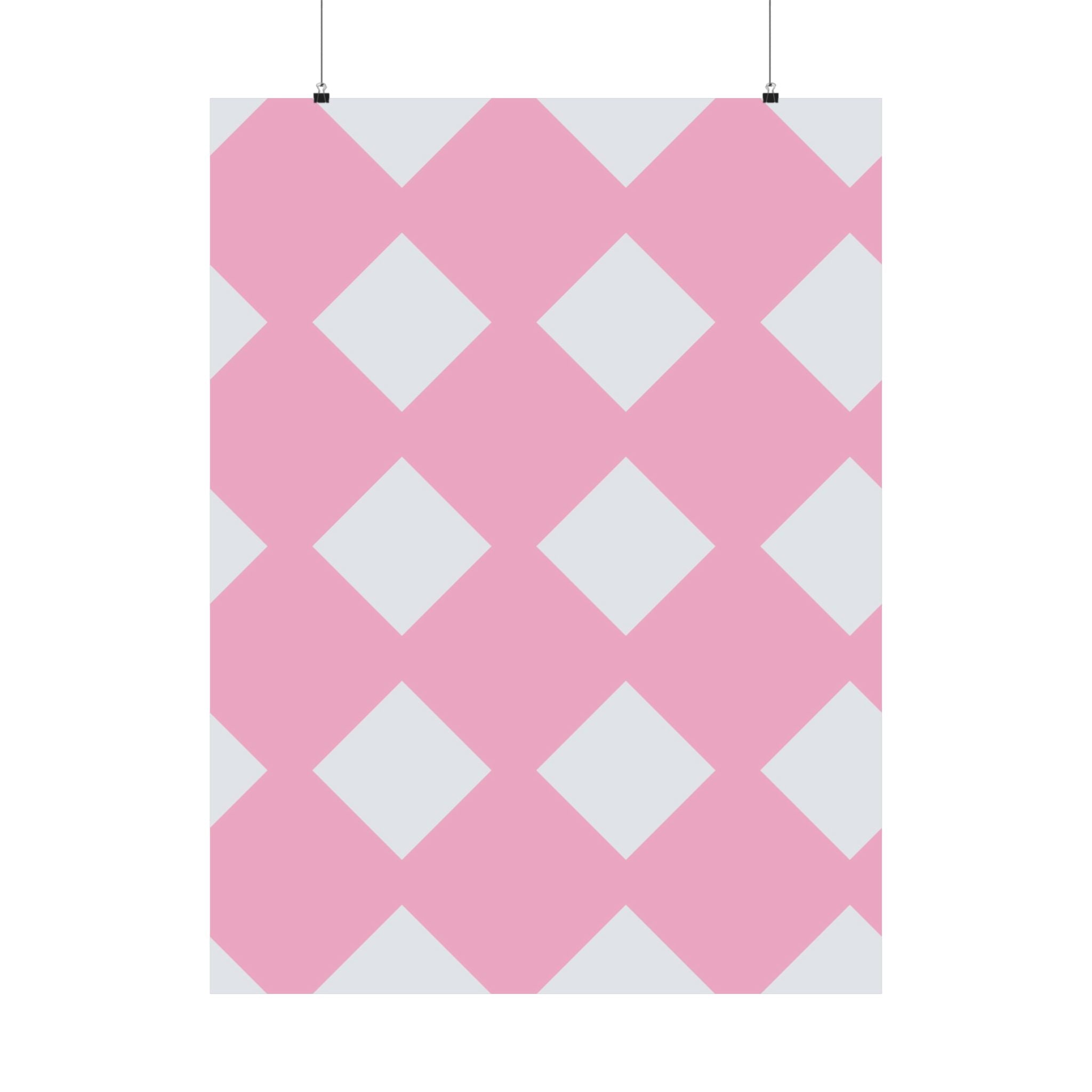 Pink & Grey Diamond Pattern Poster