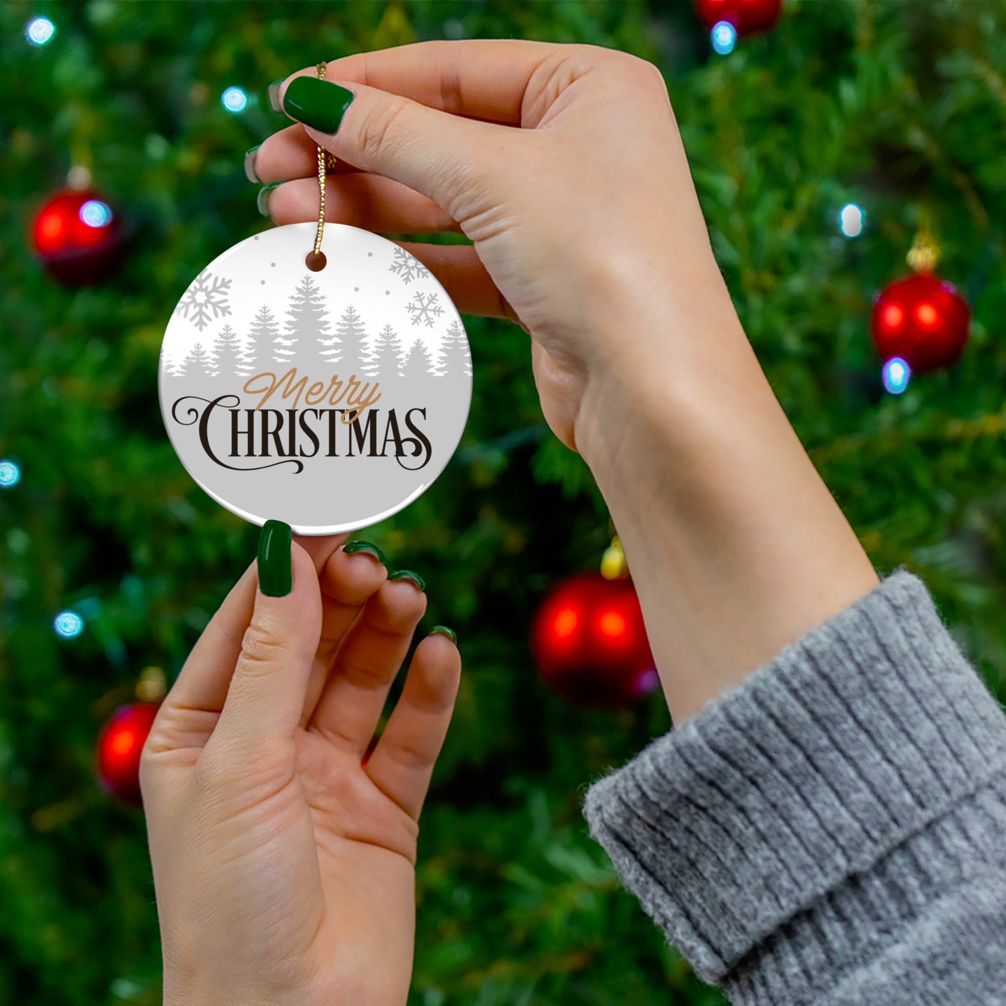 Minimalist Merry Christmas Ceramic Ornament