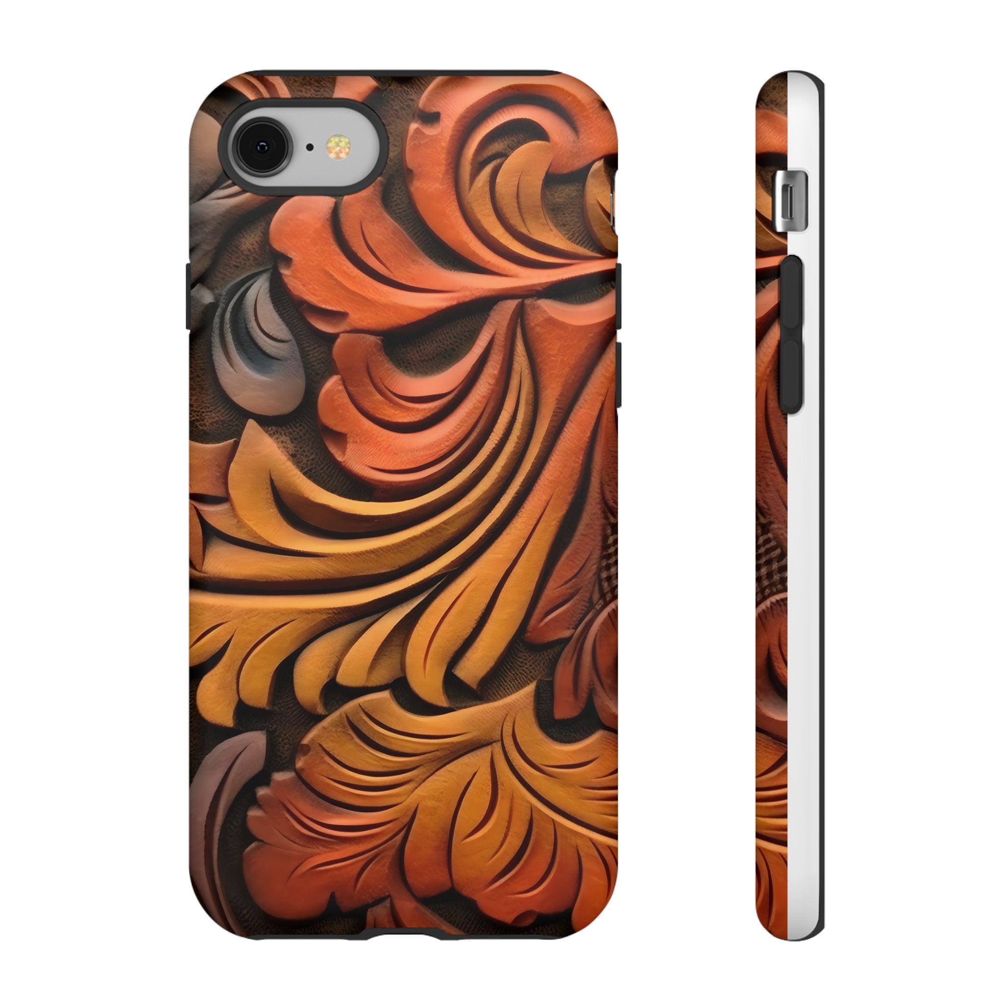 Art Nouveau Leather iPhone Case - Hexagon Stone