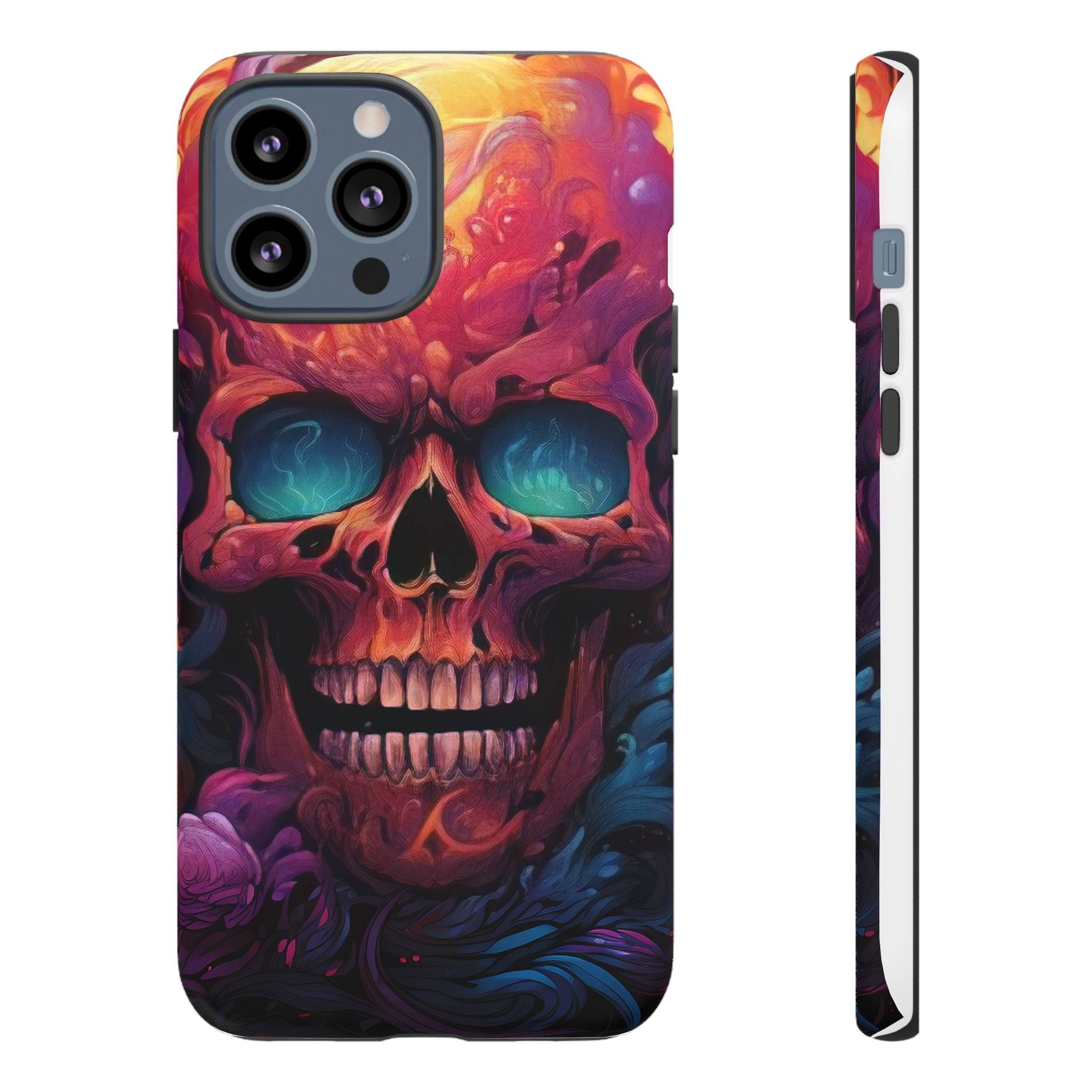 Fiery Skull Hexagon iPhone Case - Rugged Texture