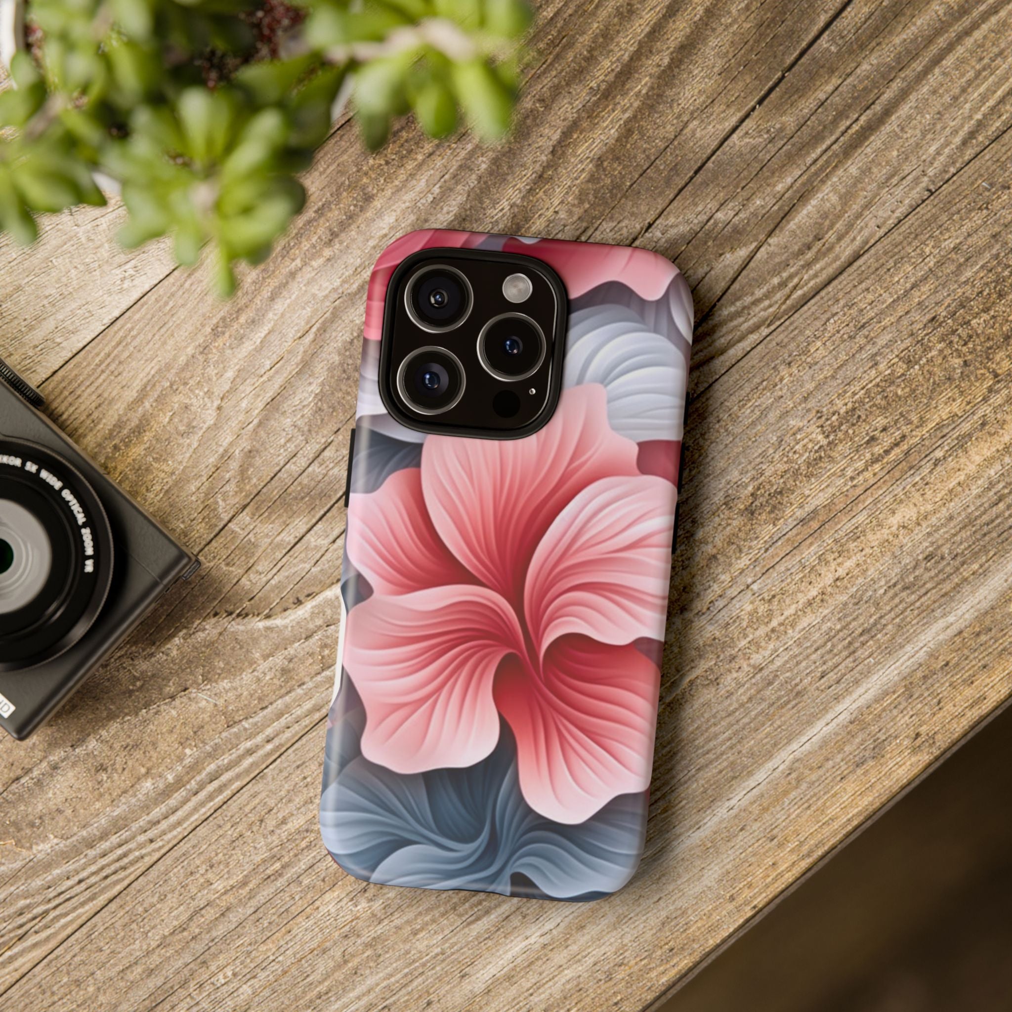 Abstract Floral Pink iPhone Case - Hexagon Stone