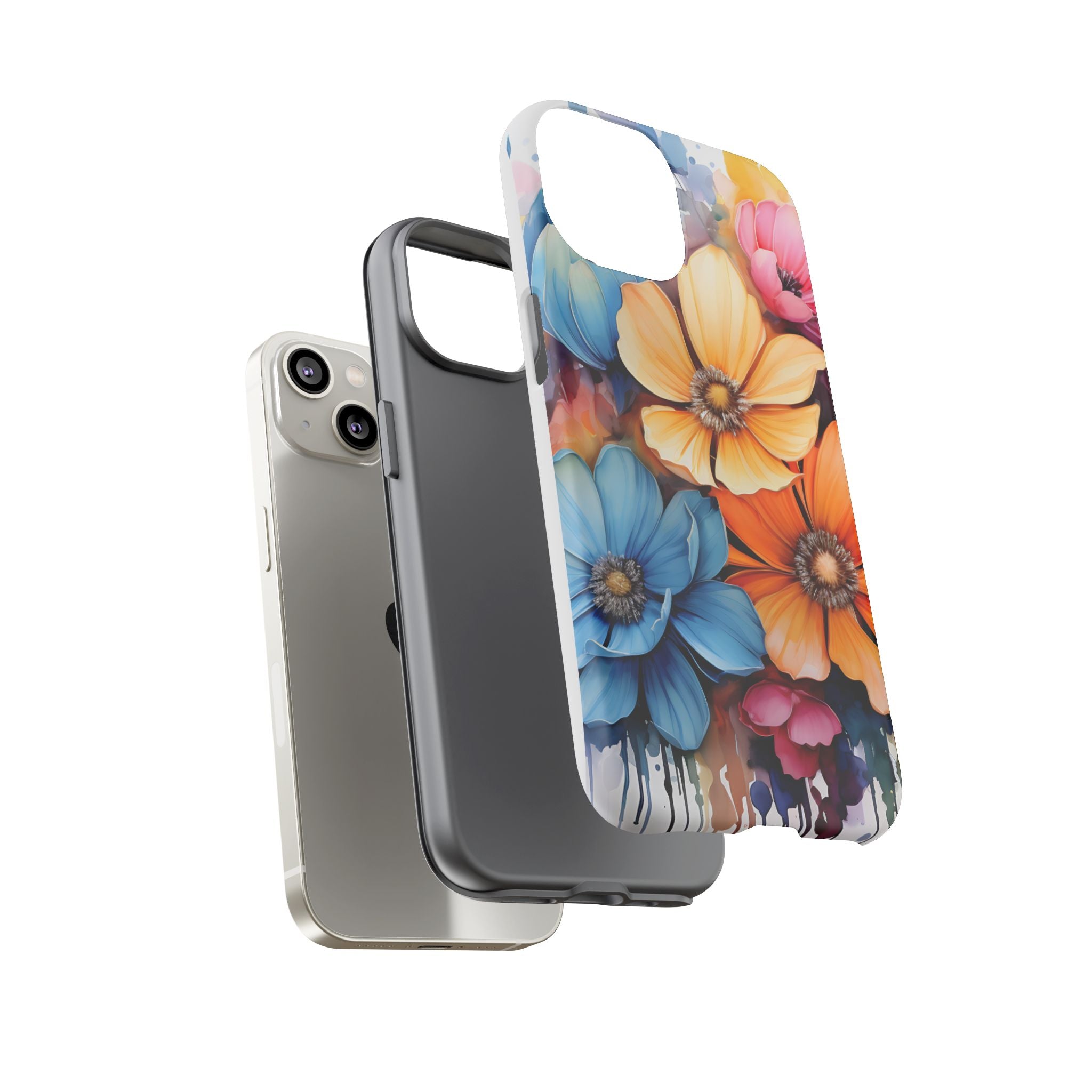 Vibrant Floral Watercolor iPhone Case - Hexagon Stone