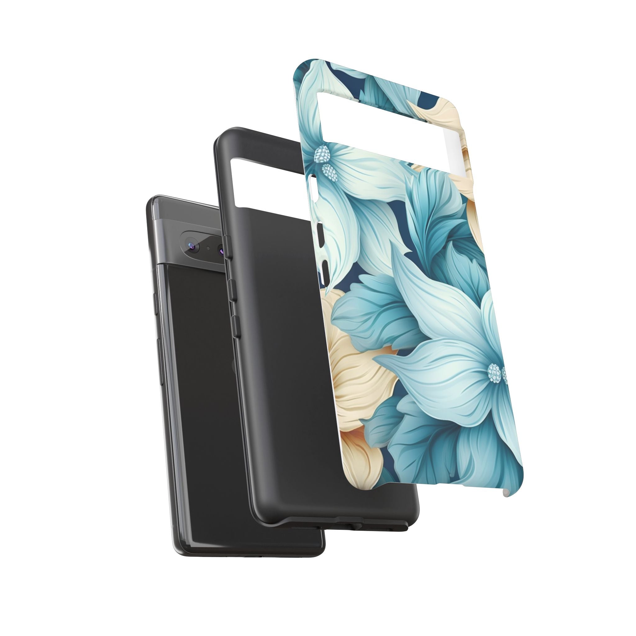 Teal Floral Google Pixel Case (All Models) - Elegant Design