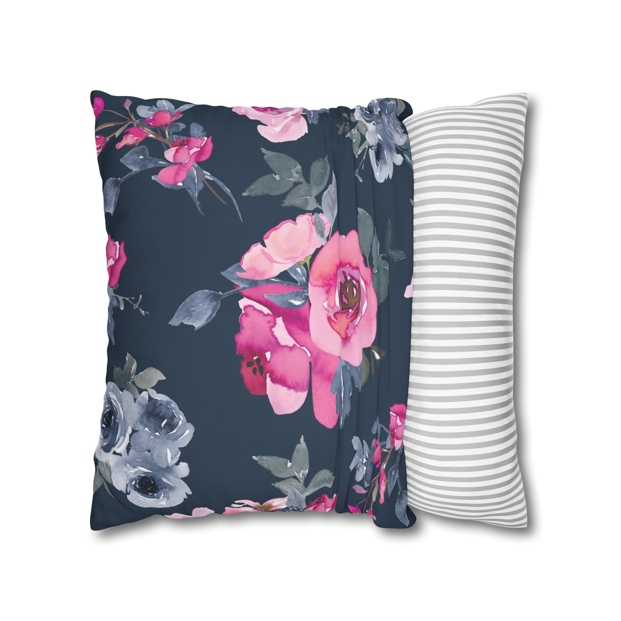 Teal Watercolor Floral Pillowcase