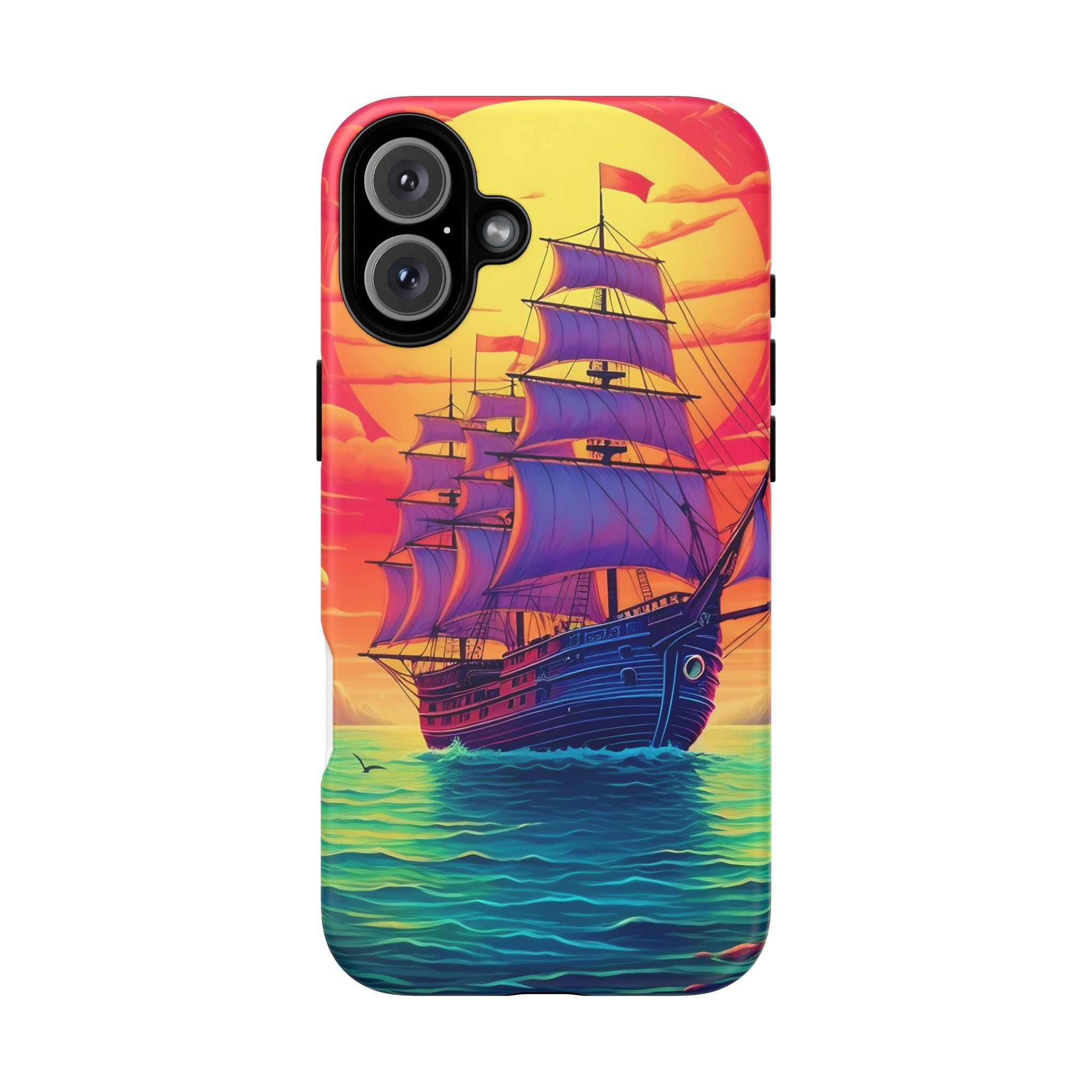 Sunset Galleon Hexagon Stone iPhone Case