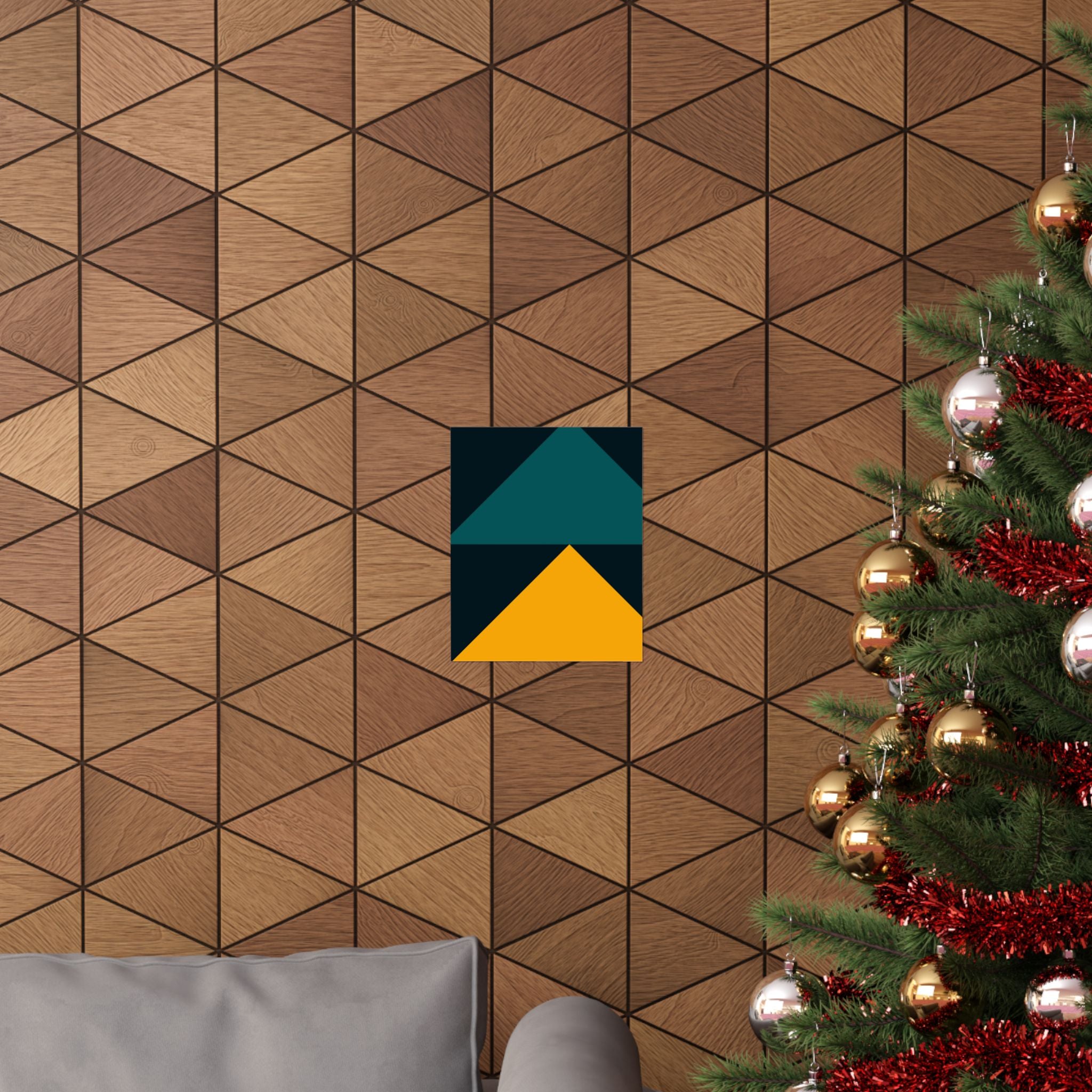 Teal & Gold Geometric Abstract Poster