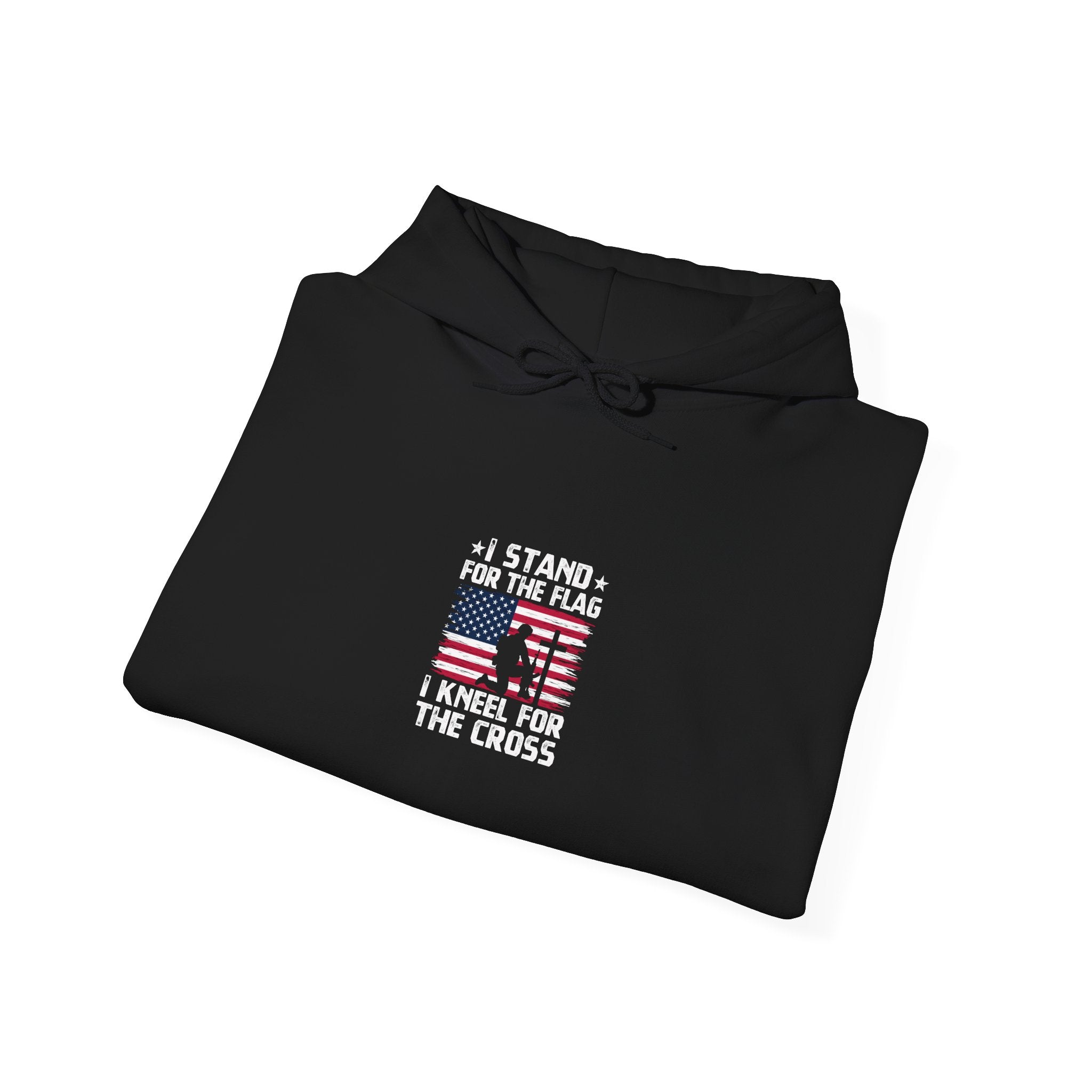 Patriotic Faith Hoodie: Flag & Cross