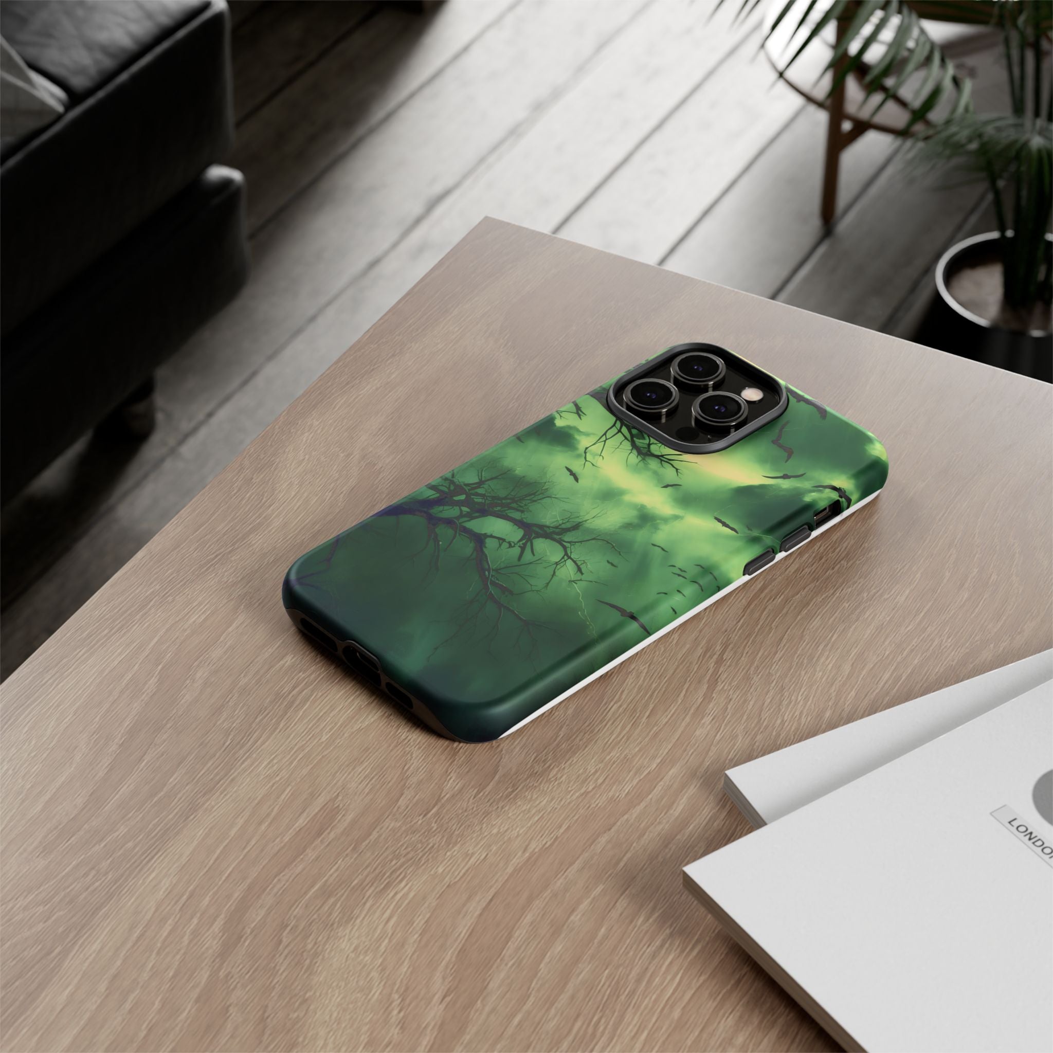 Gothic Green Forest iPhone Case - Hexagon Stone