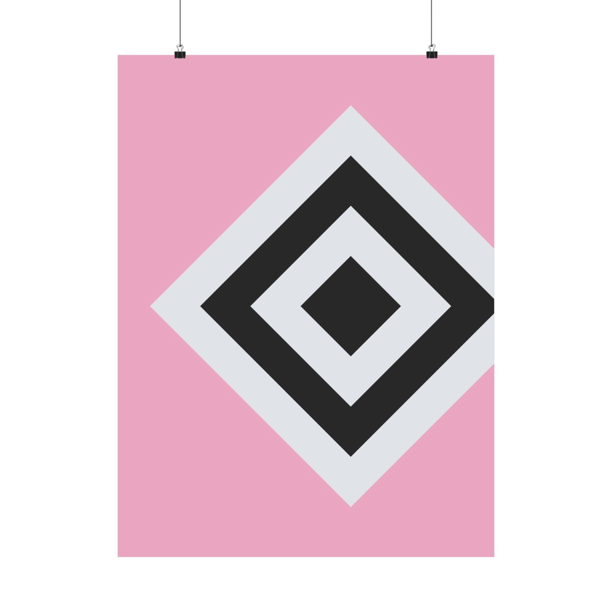 Geometric Diamond Pink Abstract Art Poster