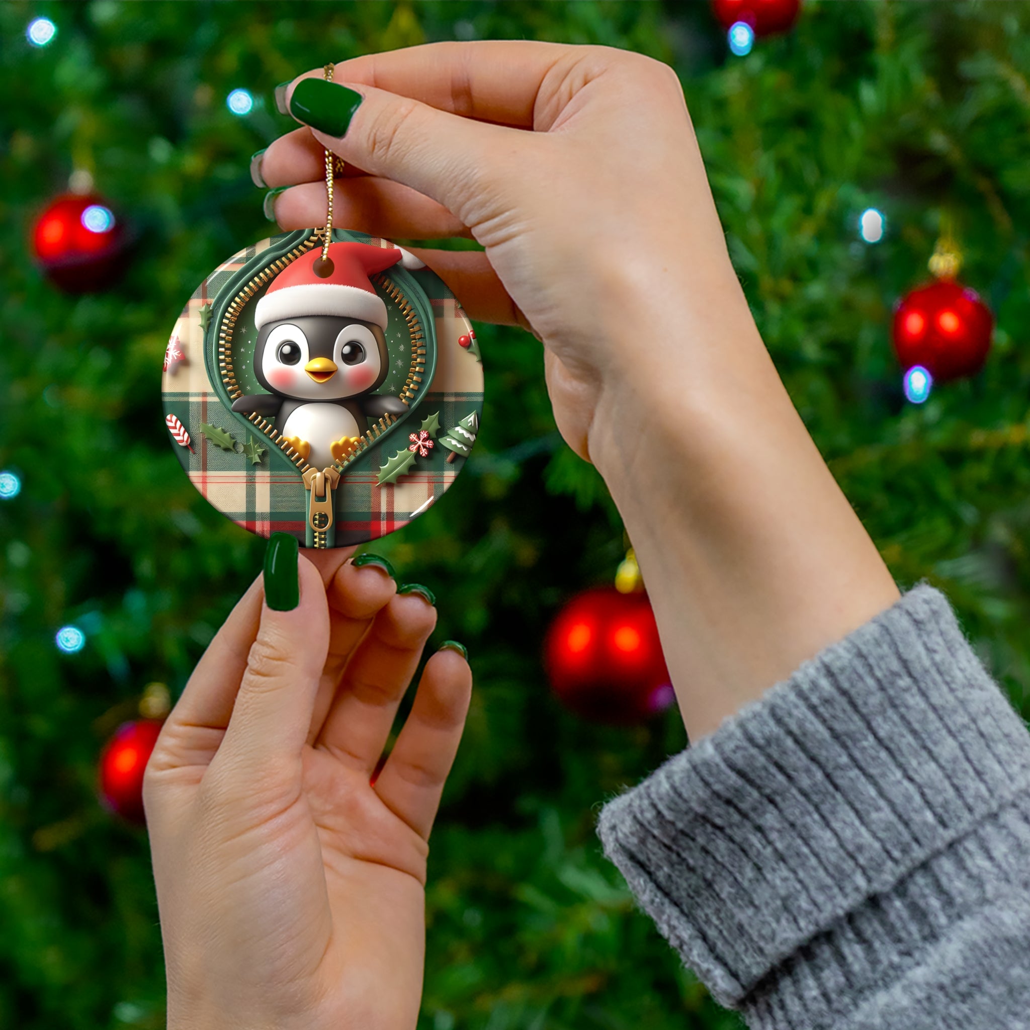 Cozy Penguin Christmas Ornament