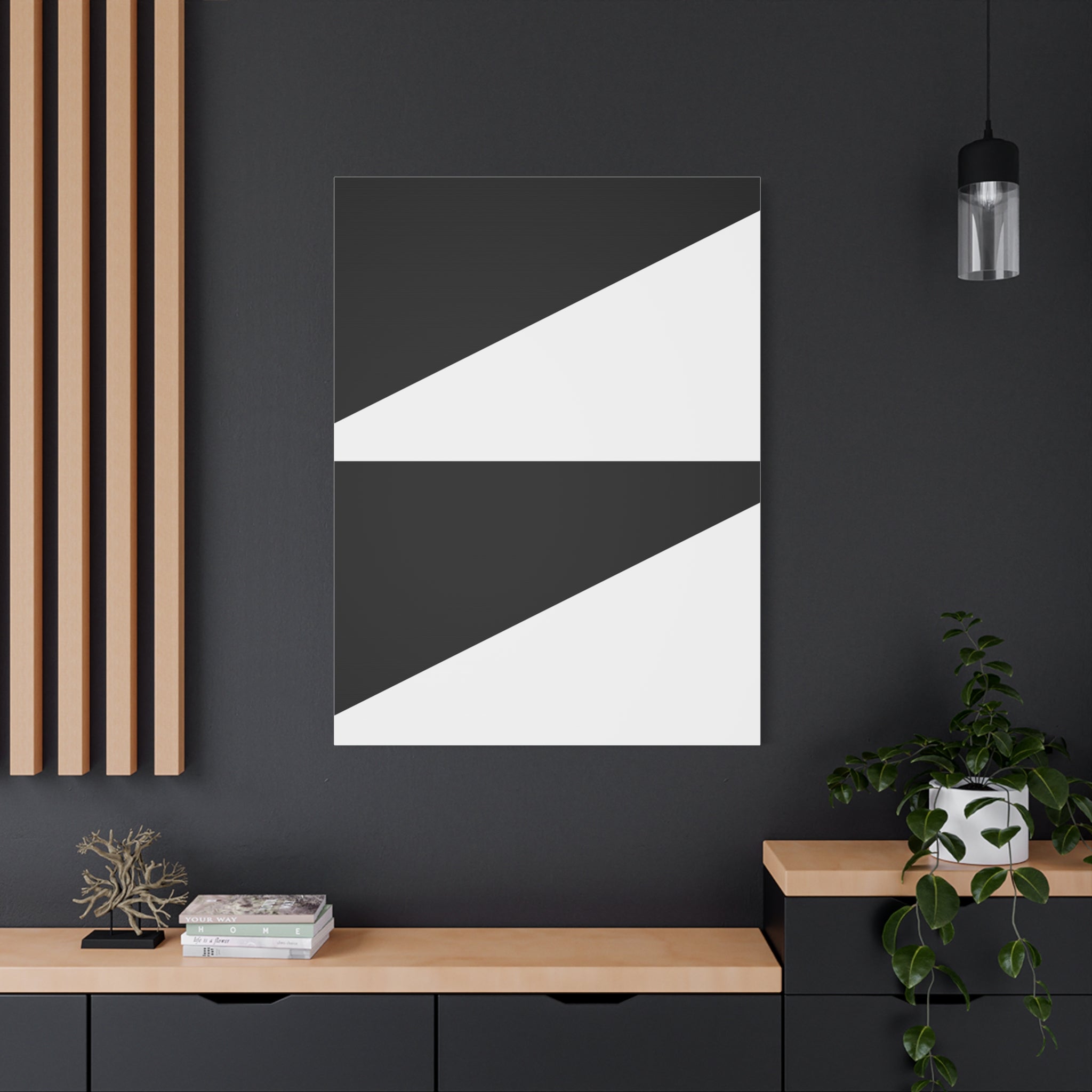 Geometric Black Triangles Canvas Art