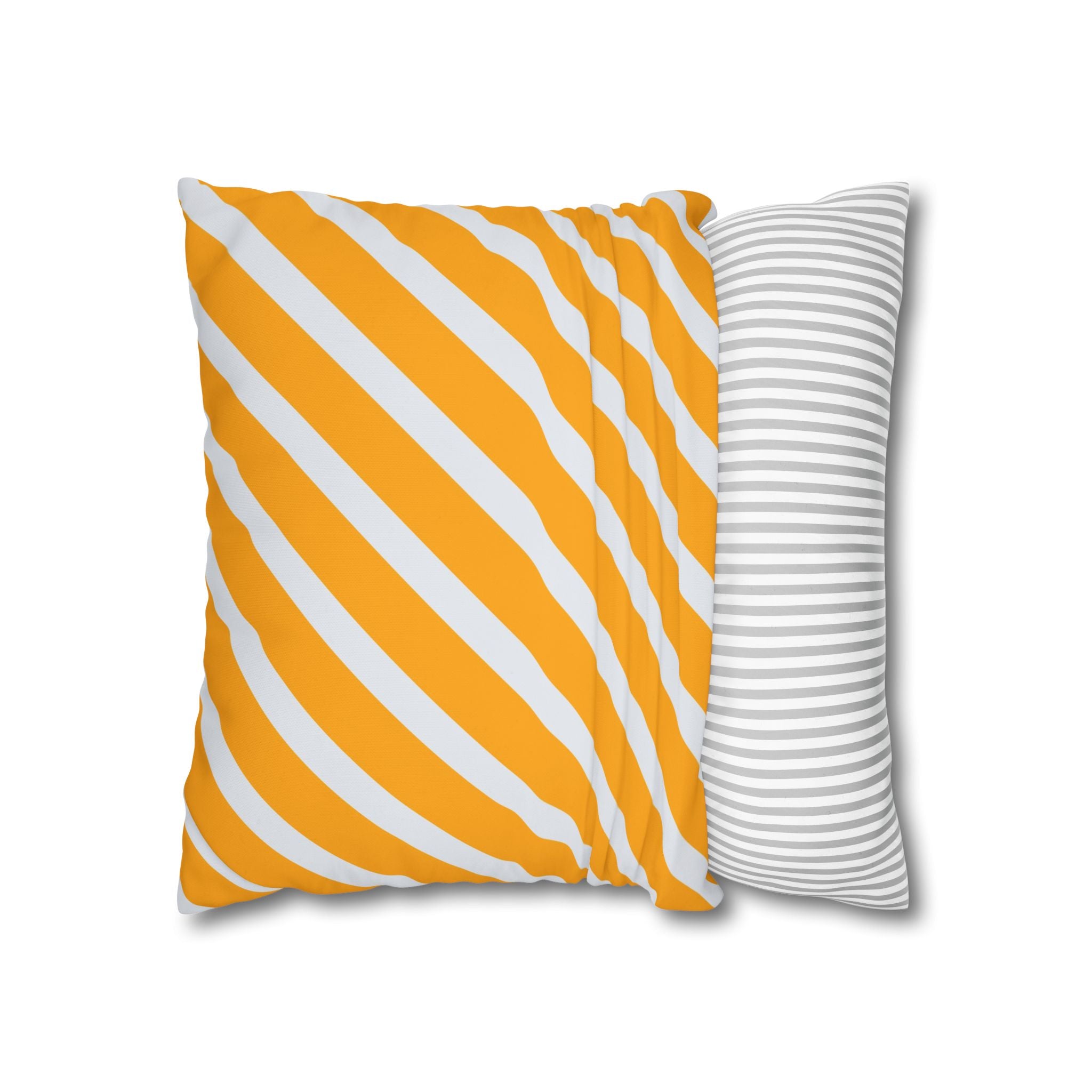 Neon Orange & Gray Diagonal Stripe Pillowcase