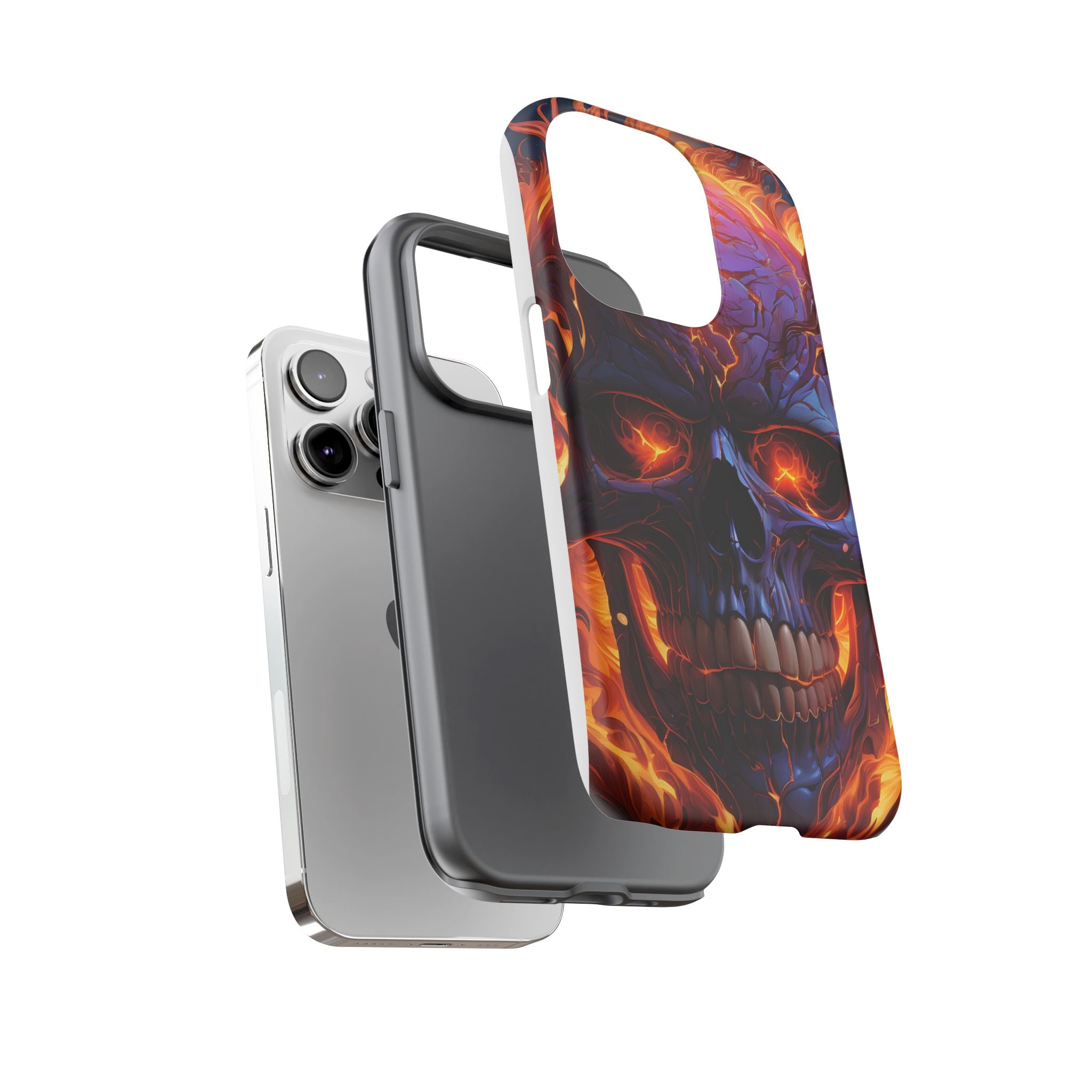 Fiery Skull Hexagon iPhone Case - Rugged Texture