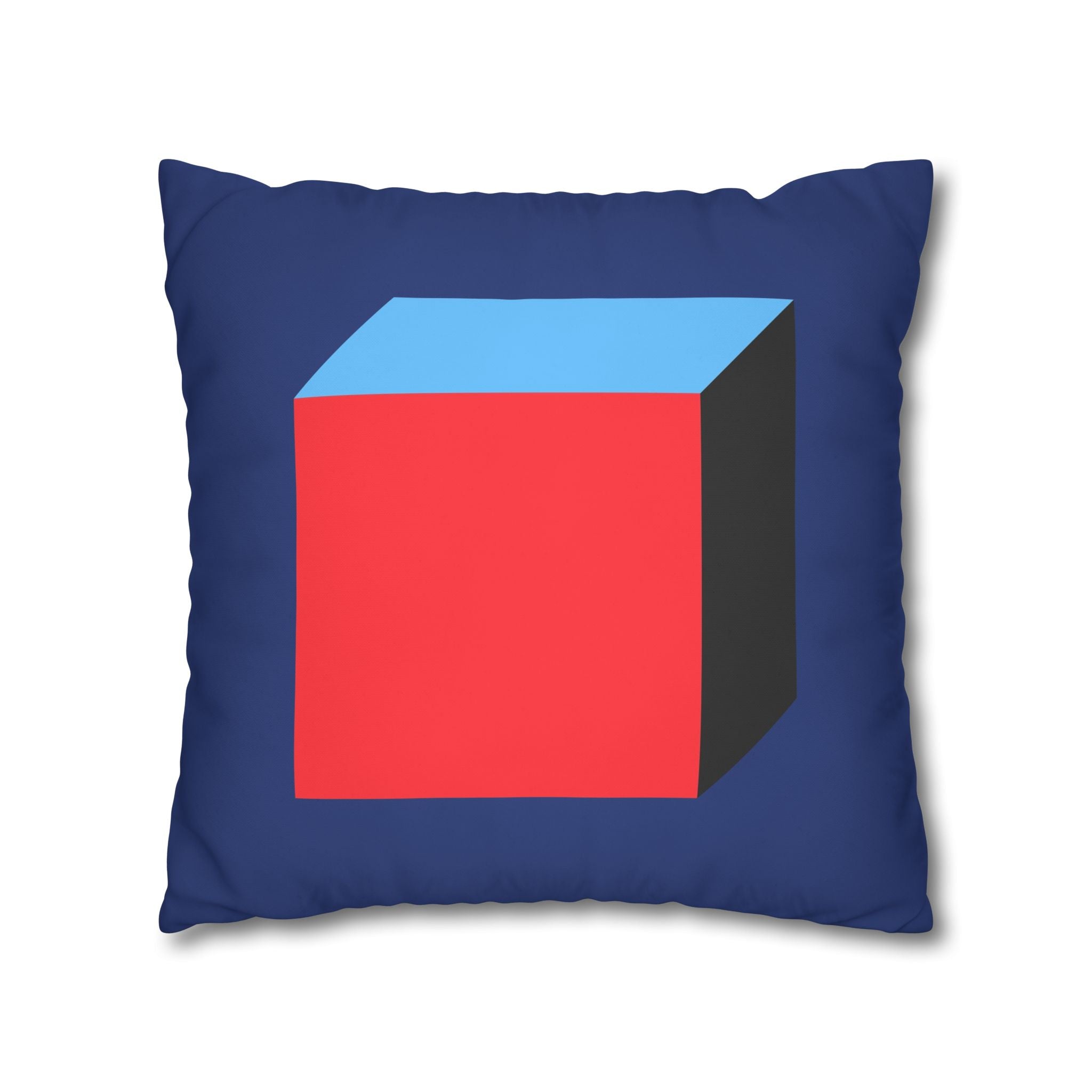 Geometric Cube Pillowcase - Red & Blue