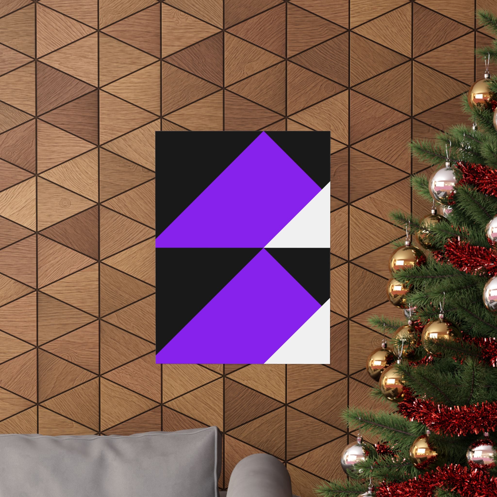 Purple Black White Triangle Poster Art