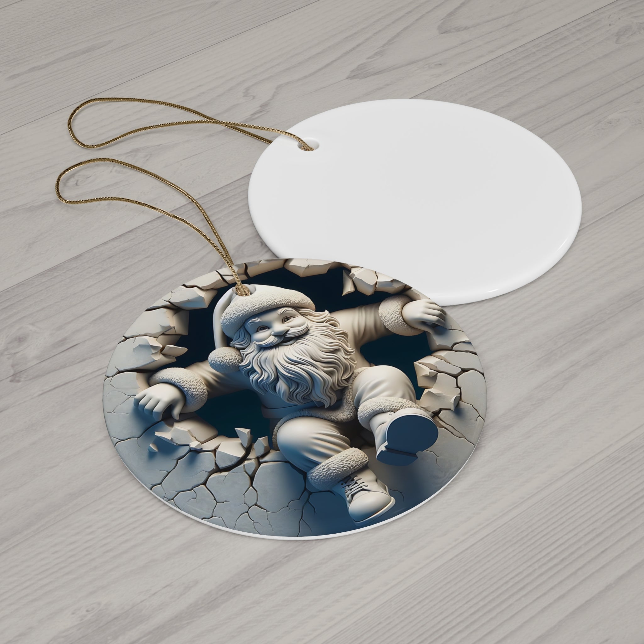 Ceramic Santa Ornament: Festive Stone Break