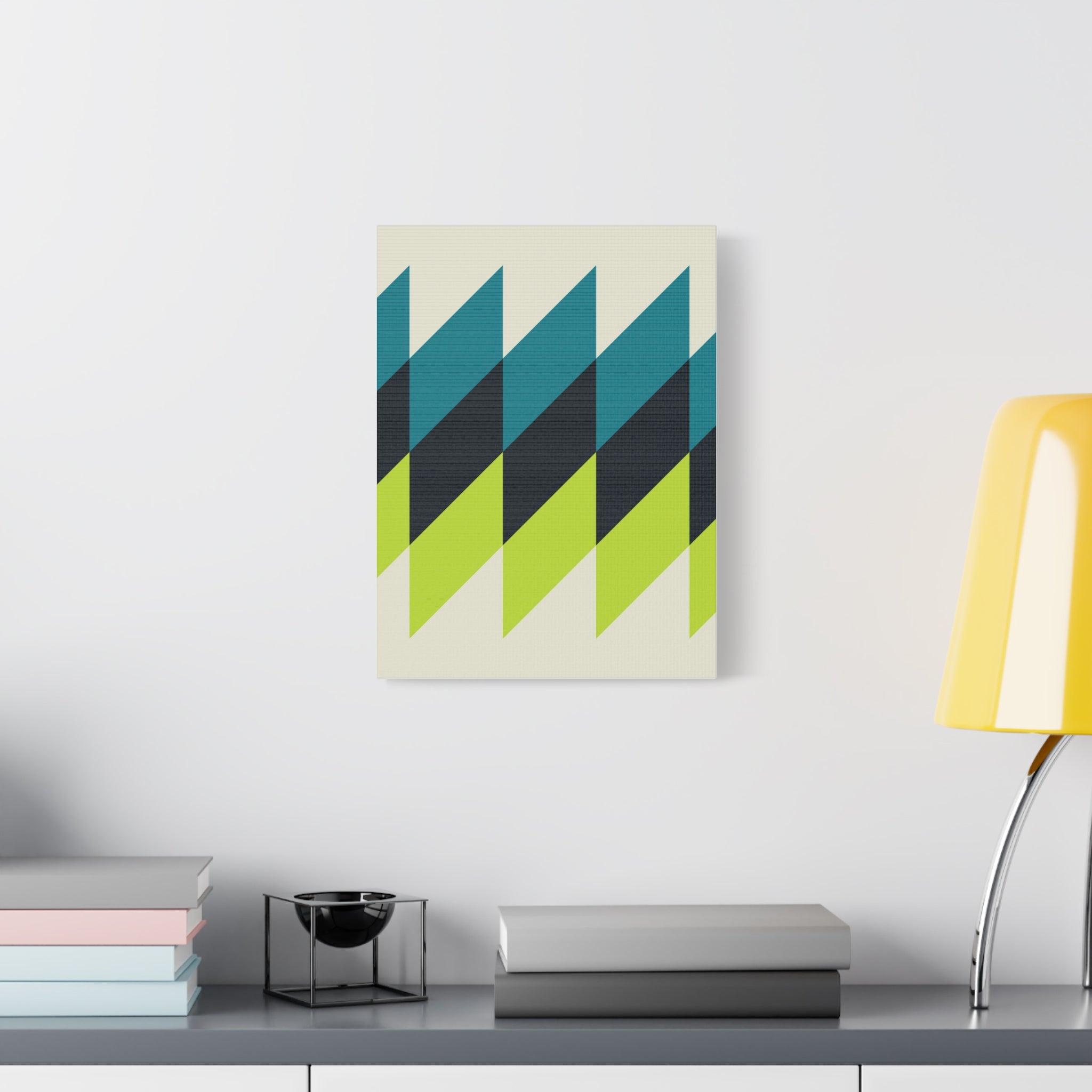 Geometric Teal & Lime Green Canvas Art