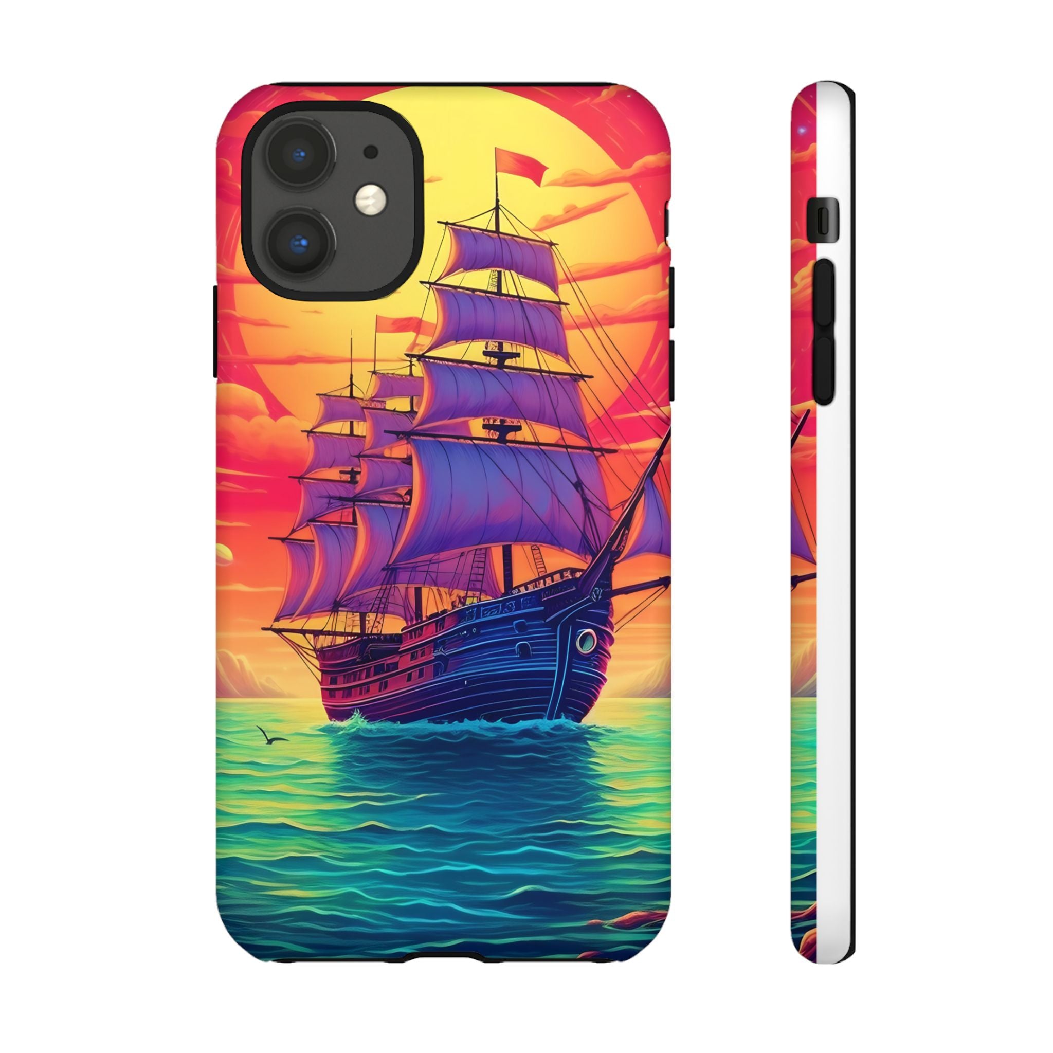 Sunset Galleon Hexagon Stone iPhone Case