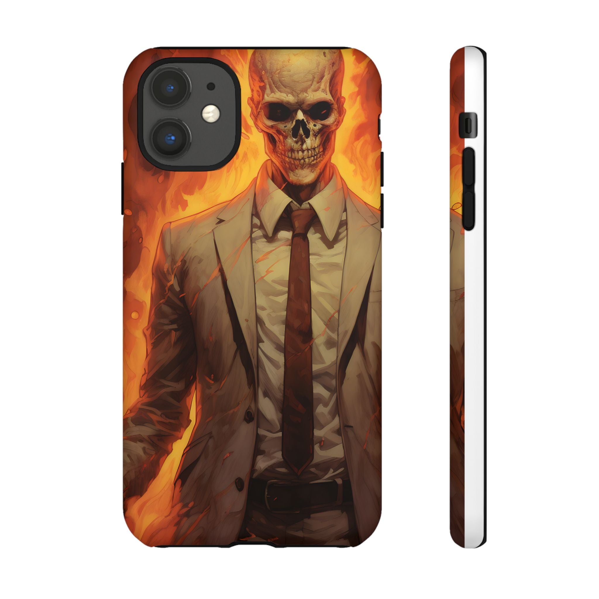 Fiery Skull Man Hexagon Stone iPhone Case