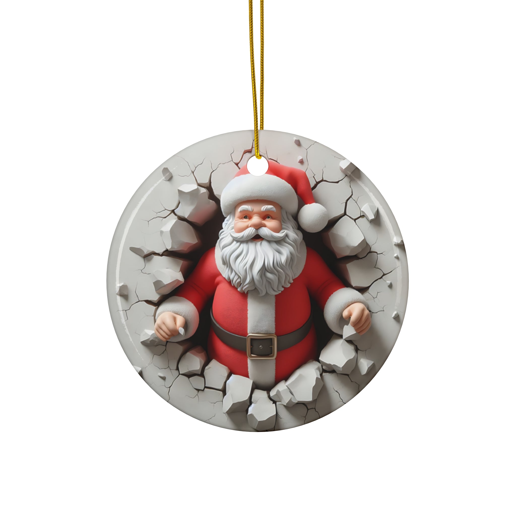 Santa's Surprise! Ceramic Ornament