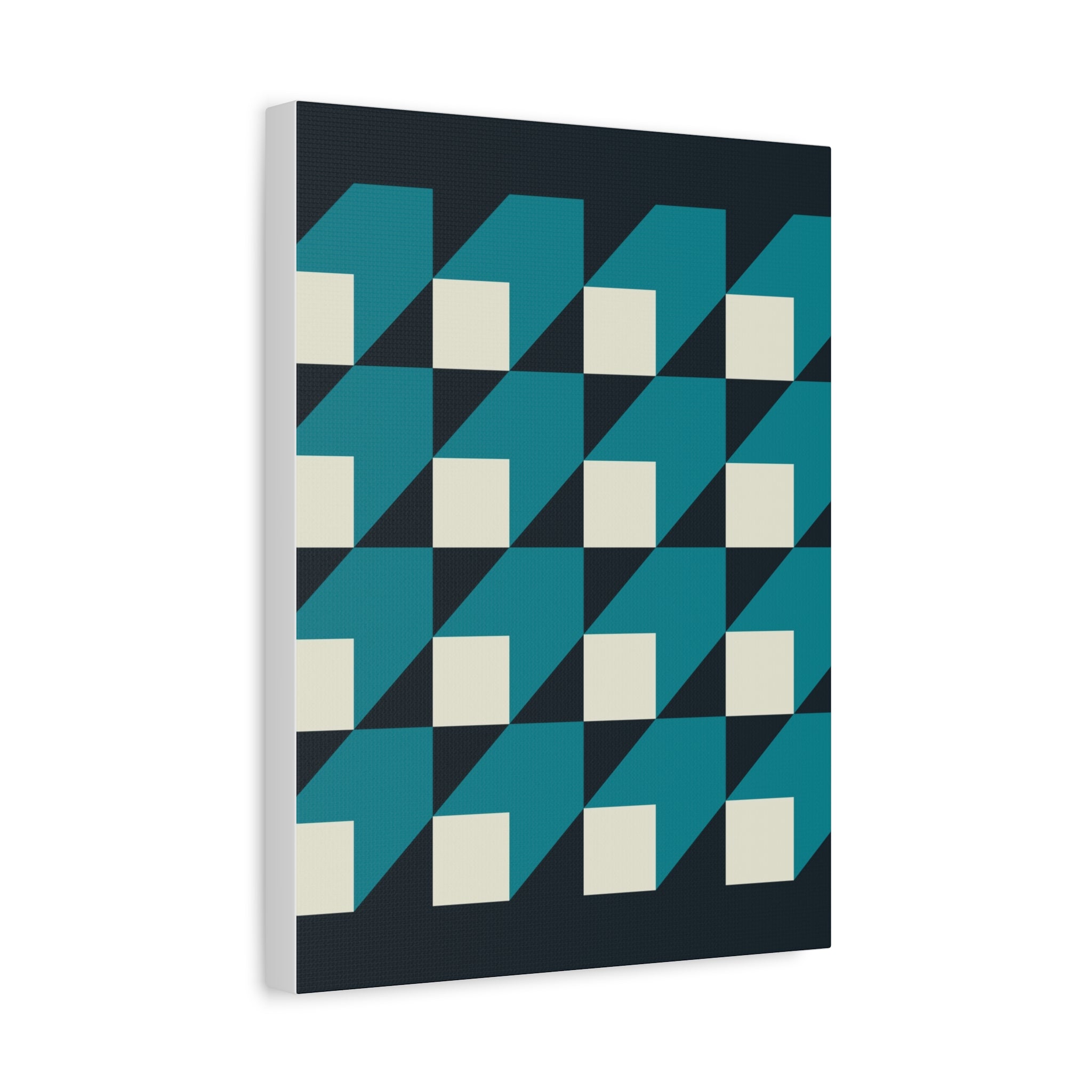 Geometric Teal Abstract Canvas Art