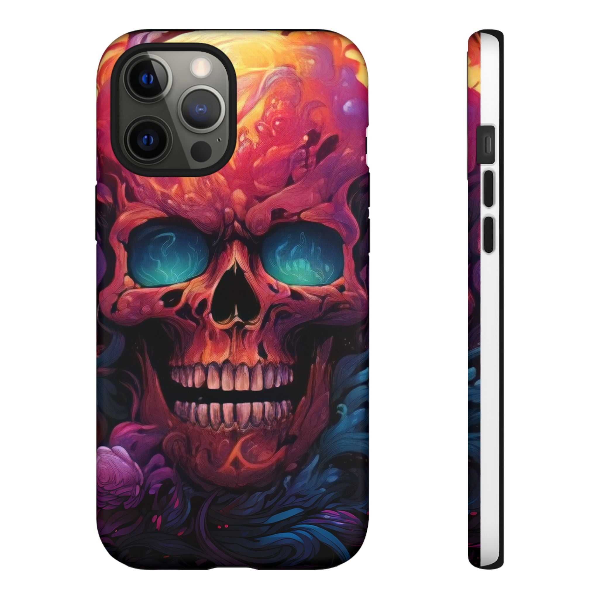 Fiery Skull Hexagon iPhone Case - Rugged Texture