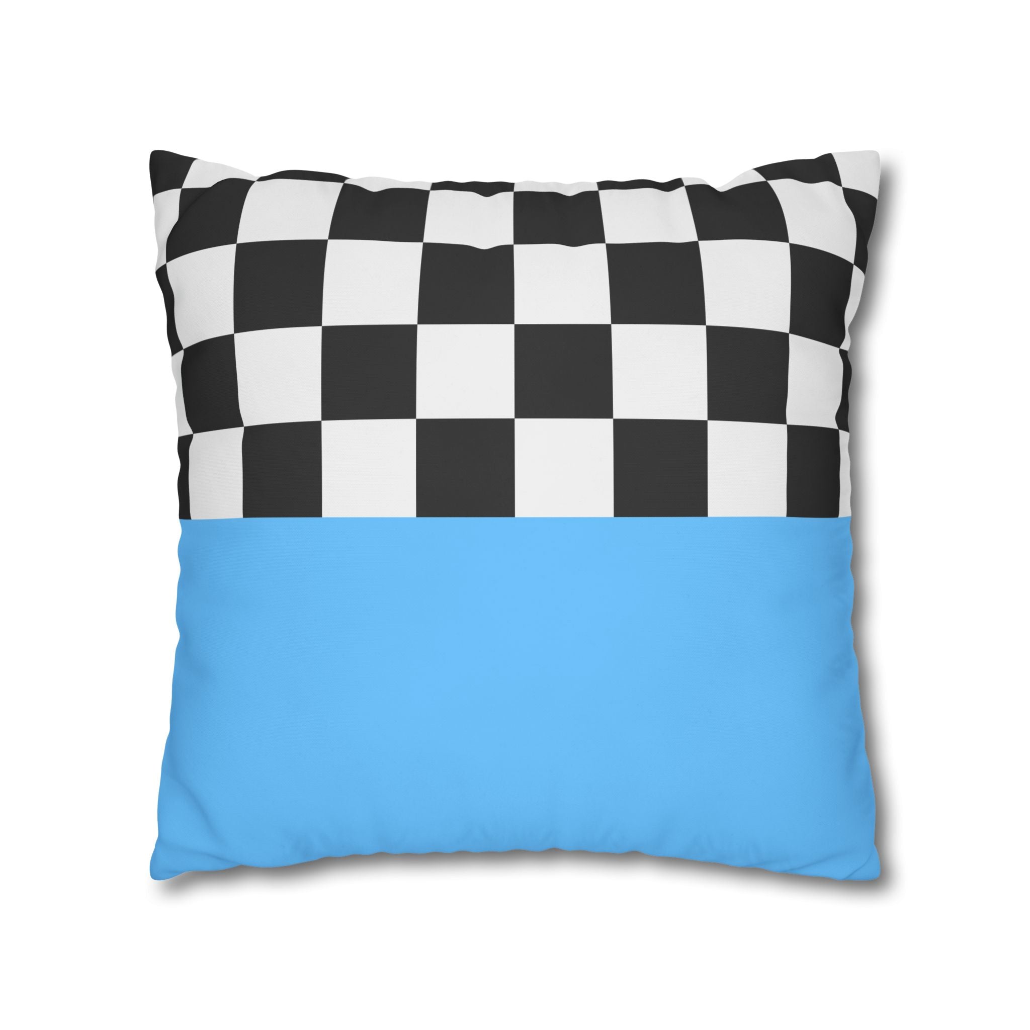 Checkered & Blue Pillowcase - Modern Design