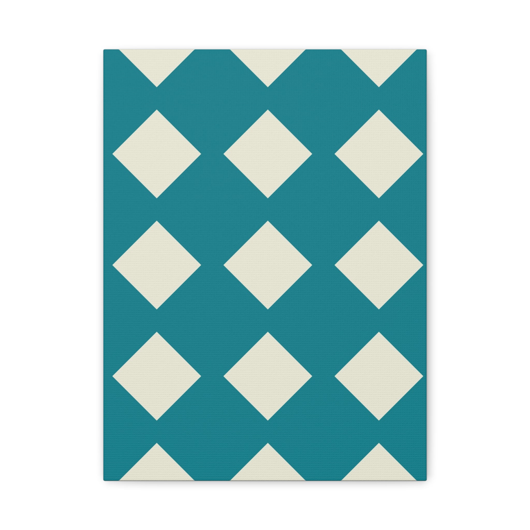 Teal & Cream Diamond Geometric Canvas Art