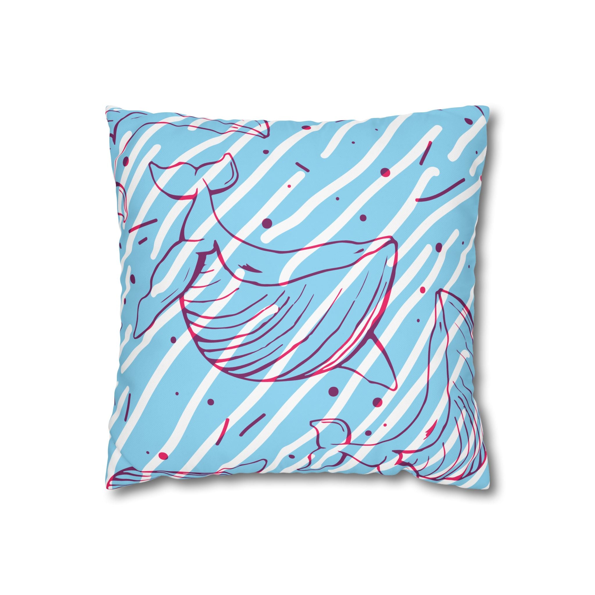 90s Whale Pillowcase - Pastel Blue